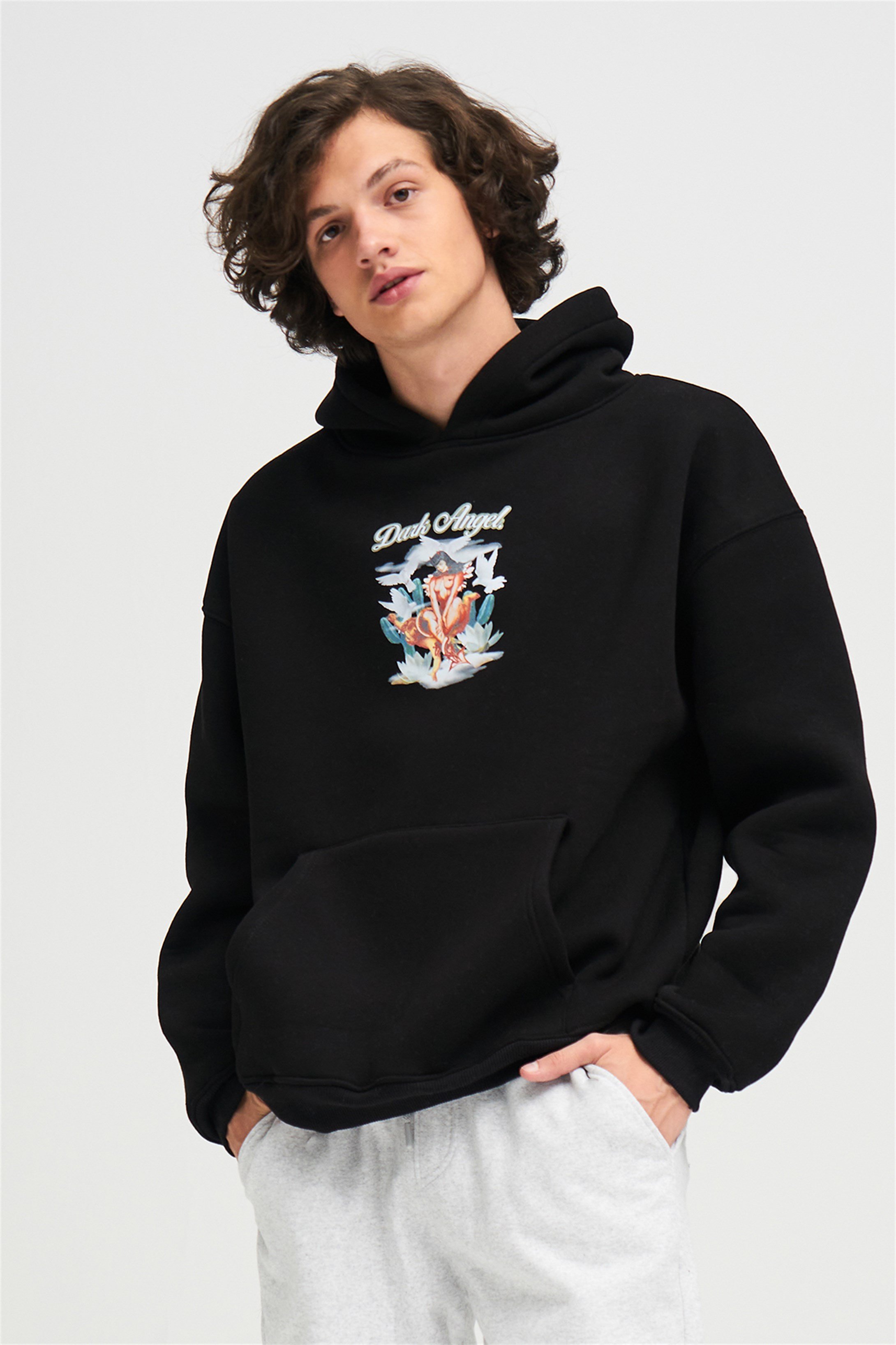 Trendiz Unisex Dark Angel Sweatshirt Siyah