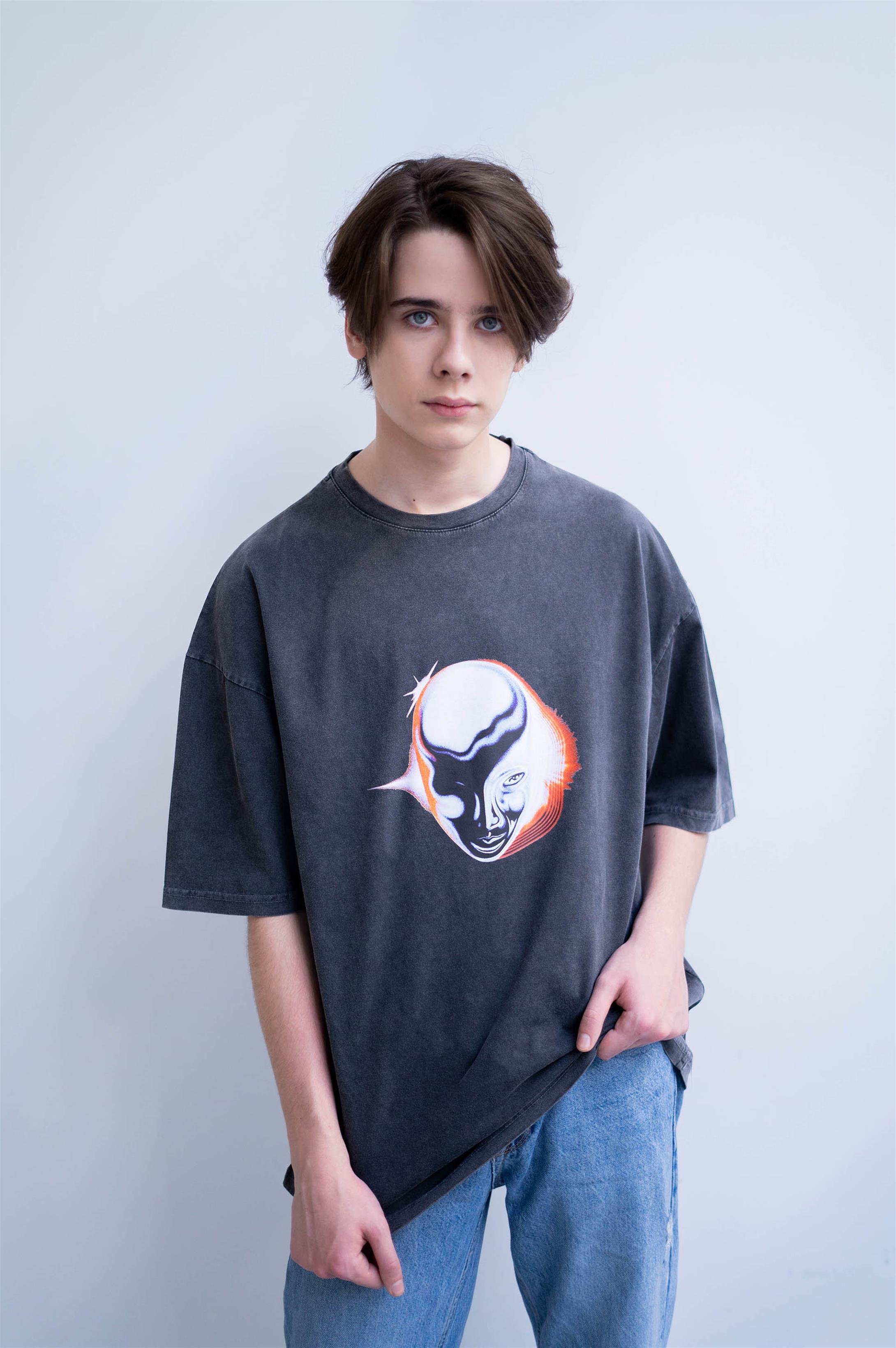 Trendiz Unisex Dawn Fm The Weeknd Yıkamalı Antasit Tshirt