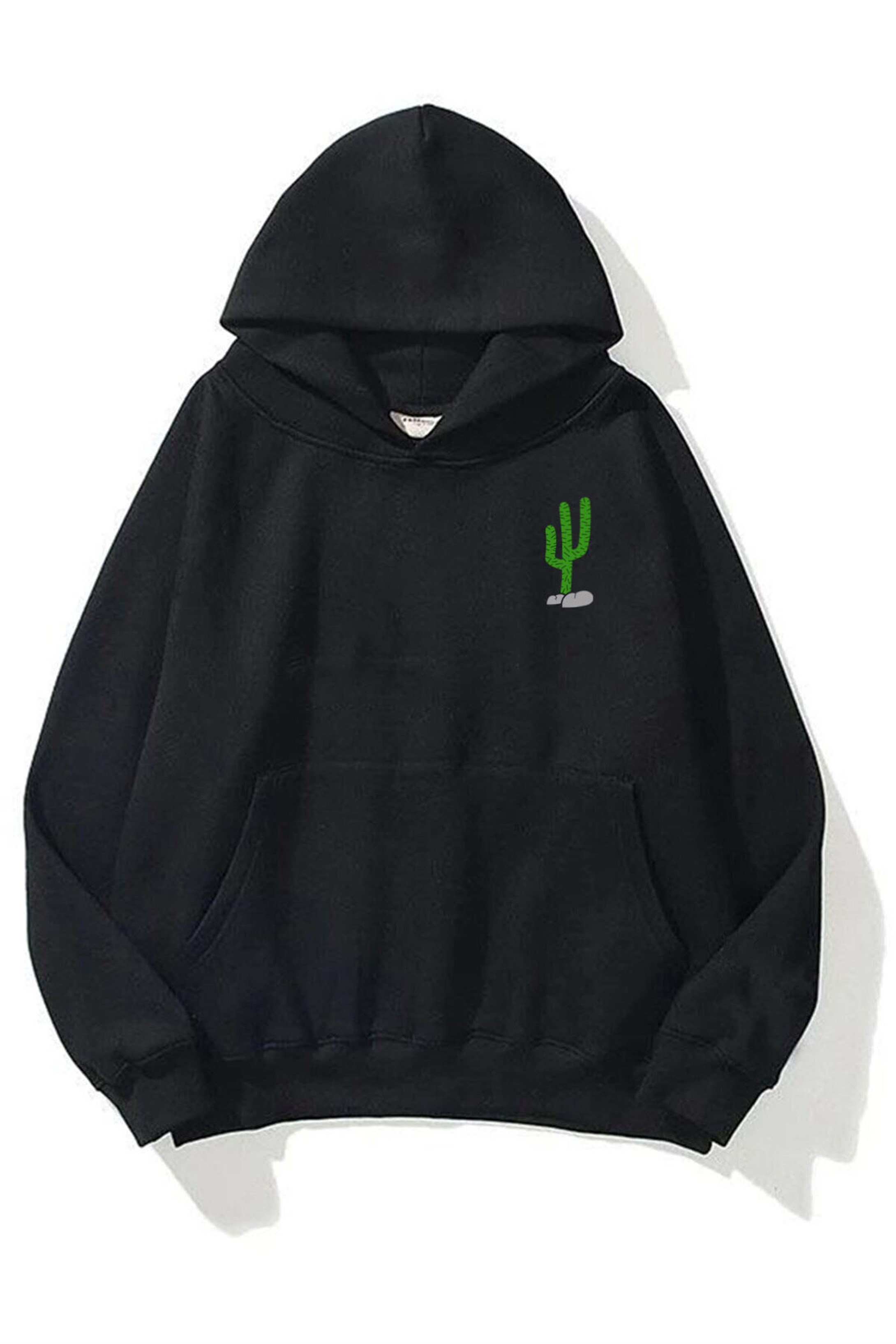 Trendiz Unisex Dikenli Cactus Travis Scott Sweatshirt Siyah