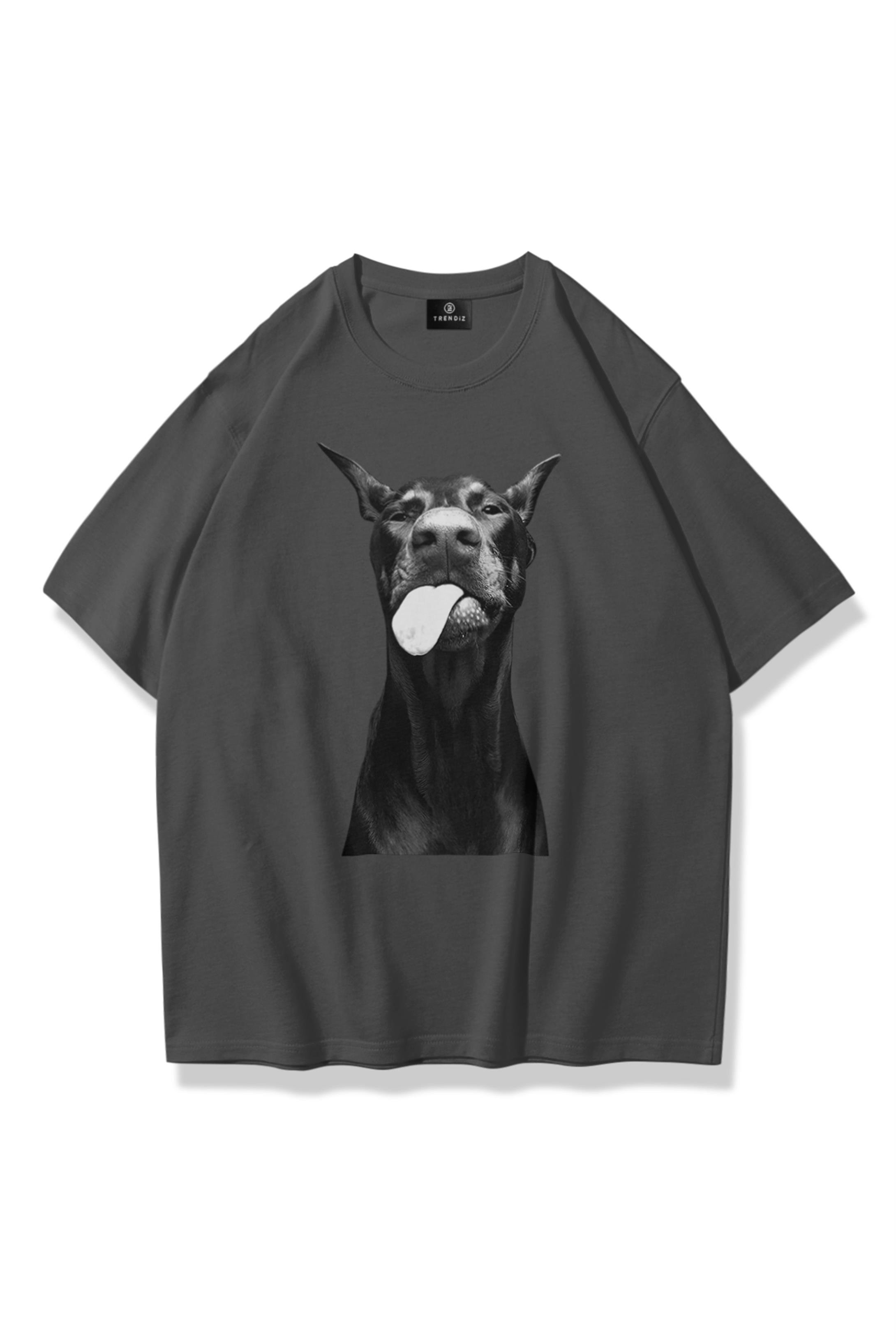 Trendiz Unisex Doberman Tshirt Antrasit
