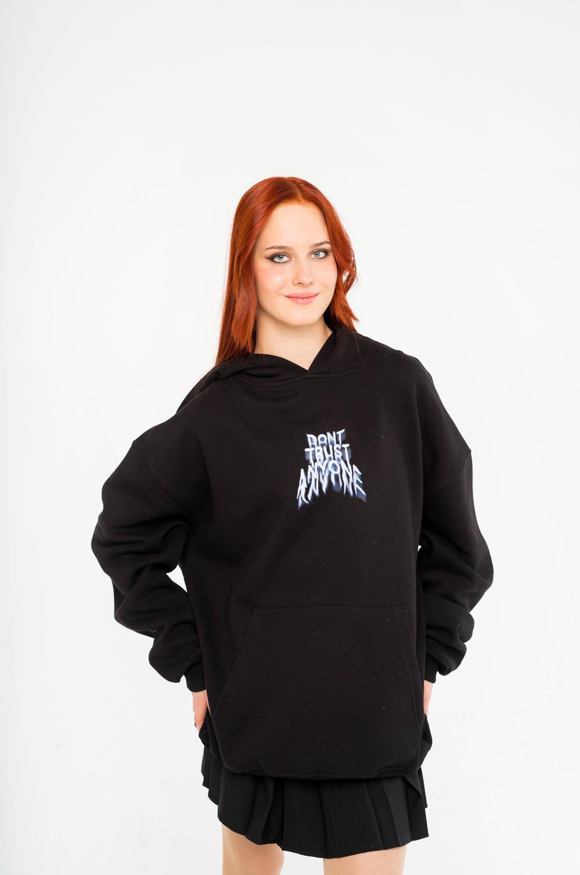 Trendiz Unisex Don't Trust Anyone Sweatshirt Hoodie Siyah