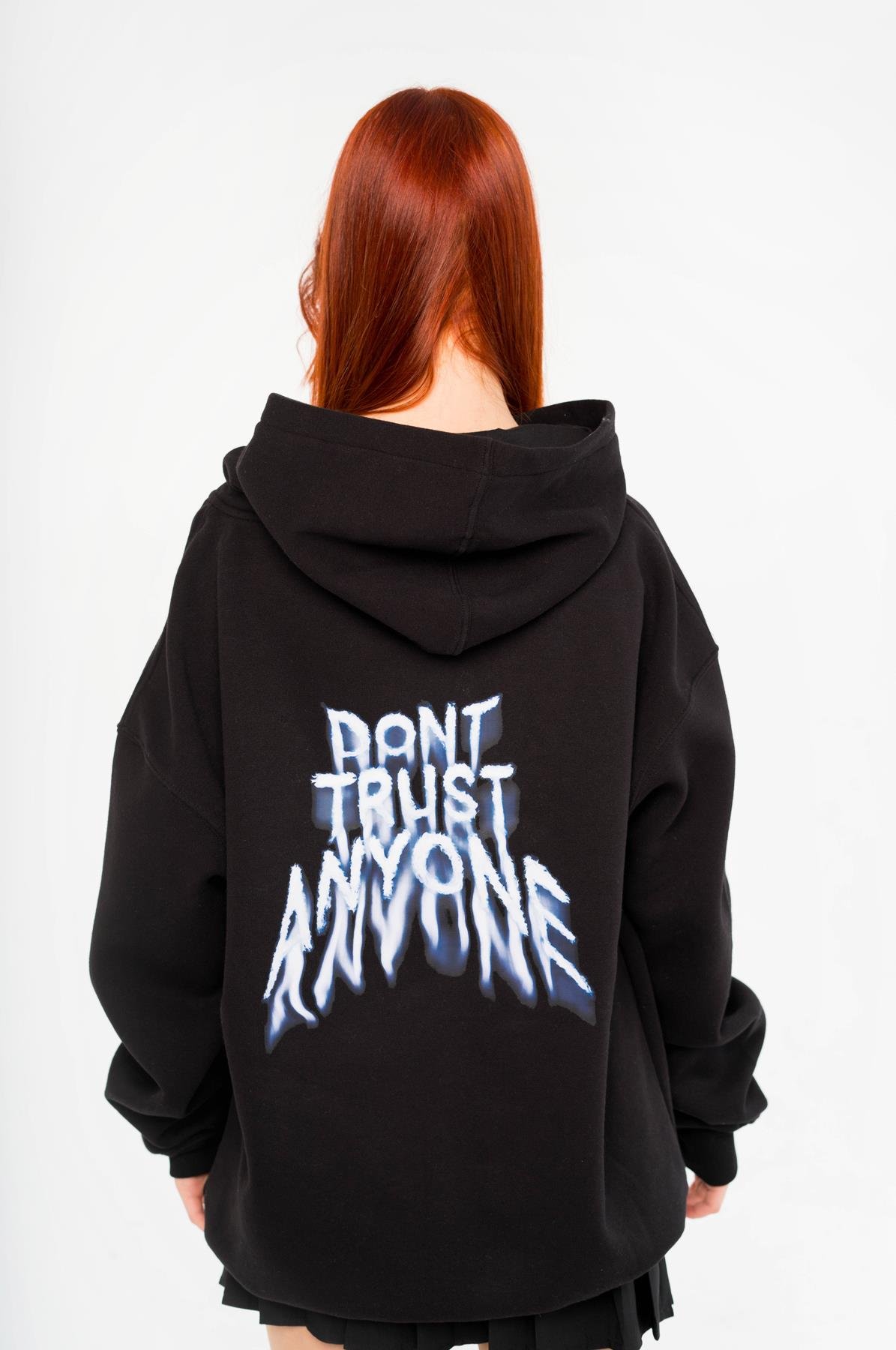 Trendiz Unisex Don't Trust Anyone Sweatshirt Hoodie Siyah