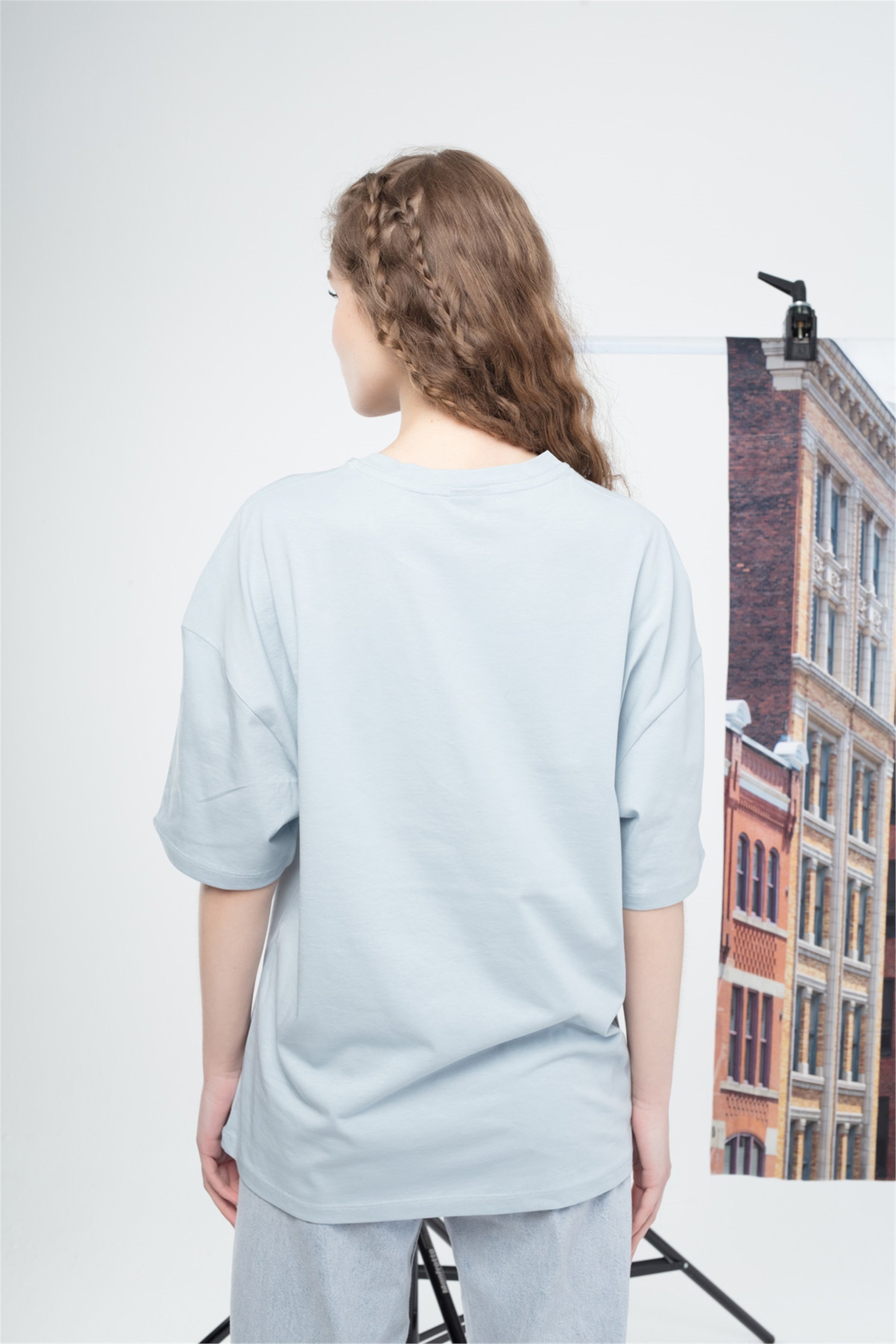 Trendiz Unisex Drew yazı Tshirt Açık Mavi