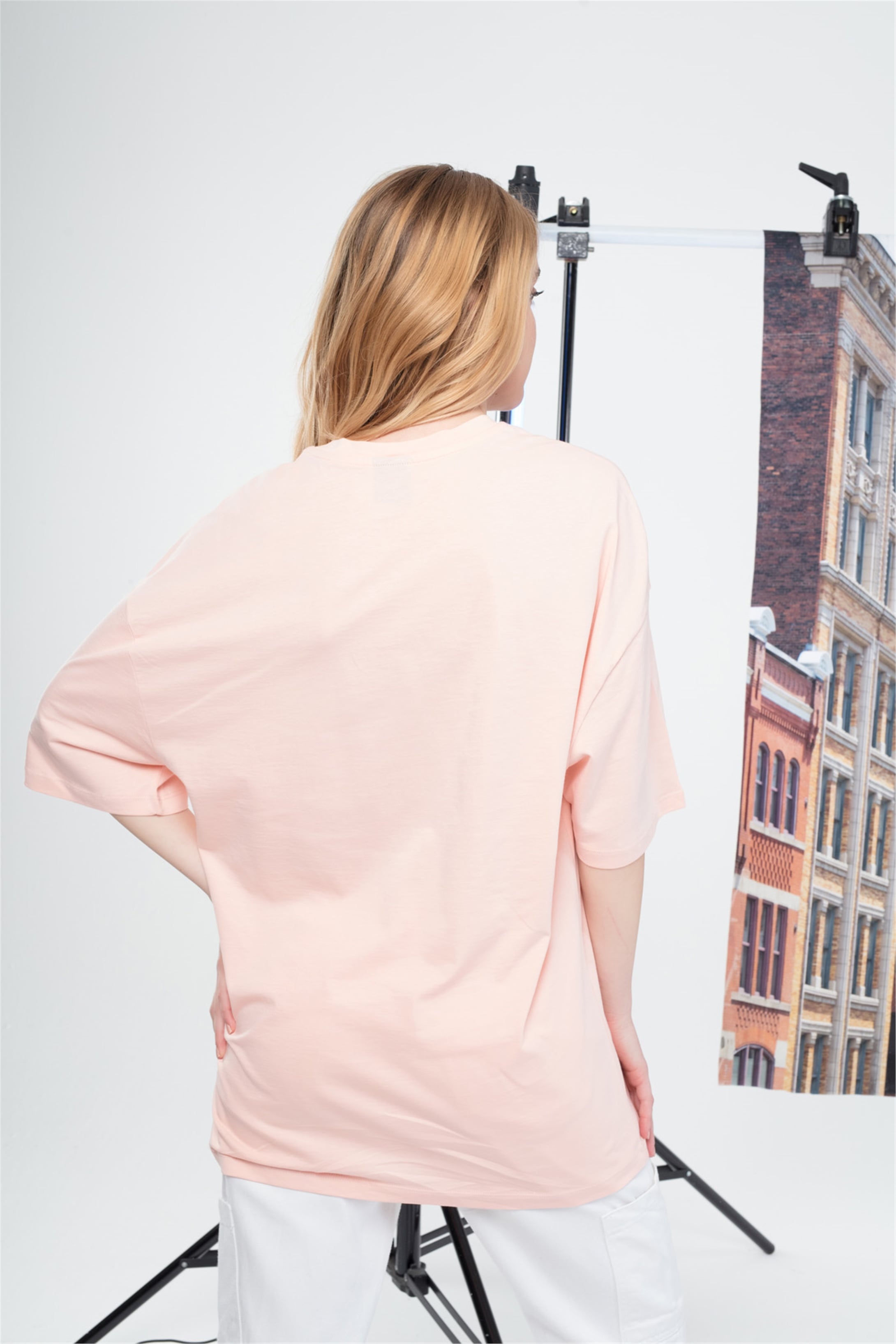 Trendiz Unisex Drew yazı Tshirt Açık Pembe