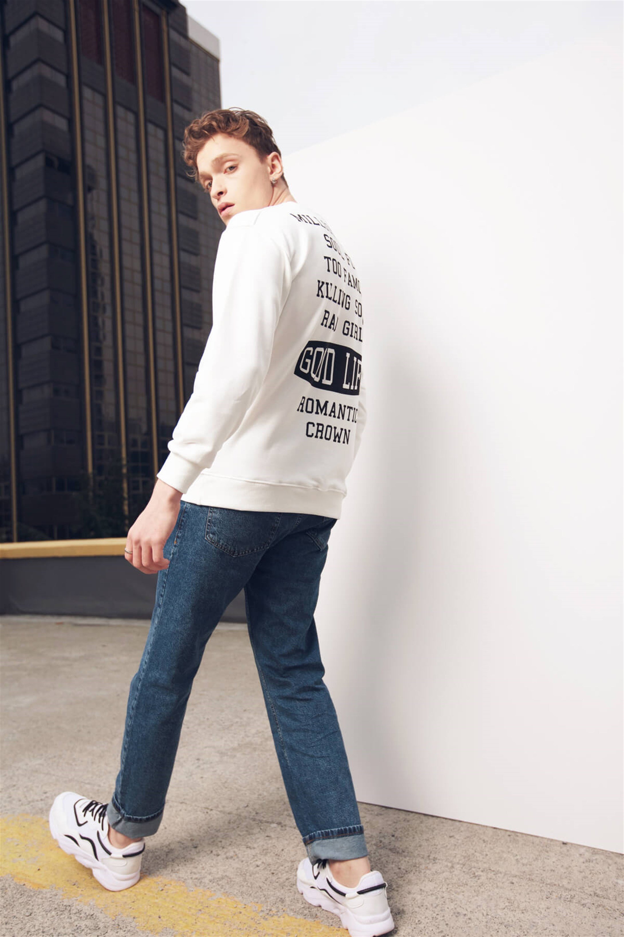 Trendiz Unisex Ekru BTS Good Life Sweatshirt