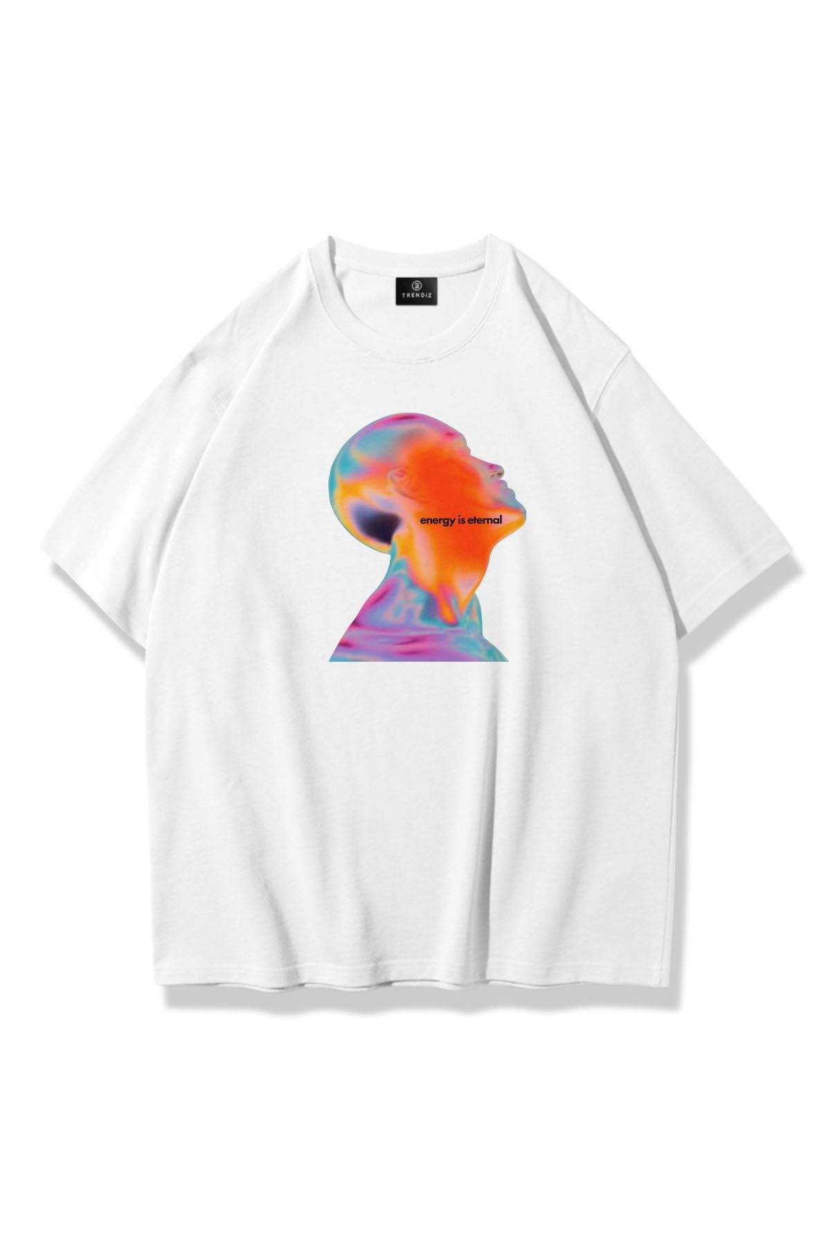 Trendiz Unisex Energy is Eternal Tshirt Beyaz