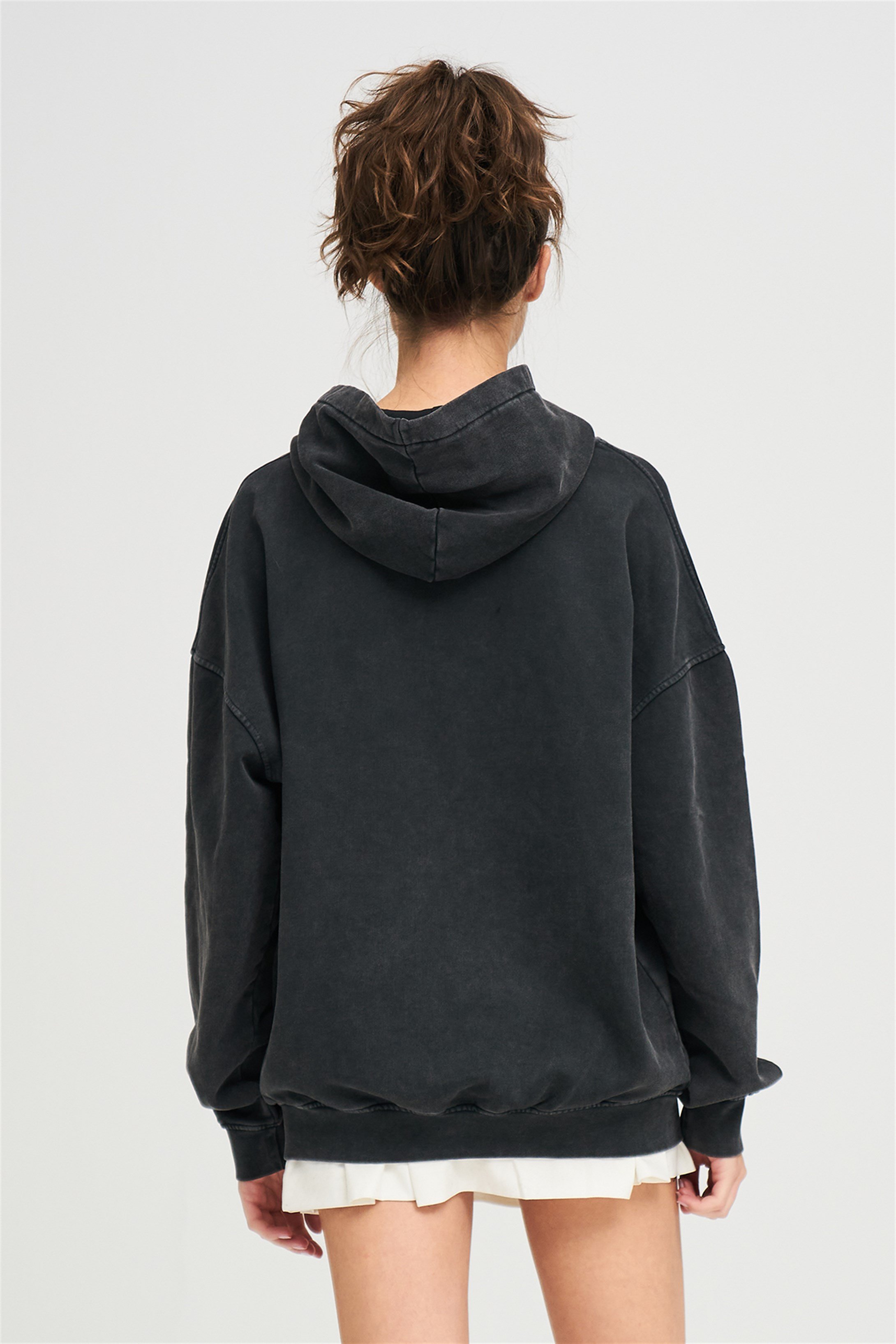 Trendiz Unisex Exclusive Happiness Yıkamalı Sweatshirt Antrasit