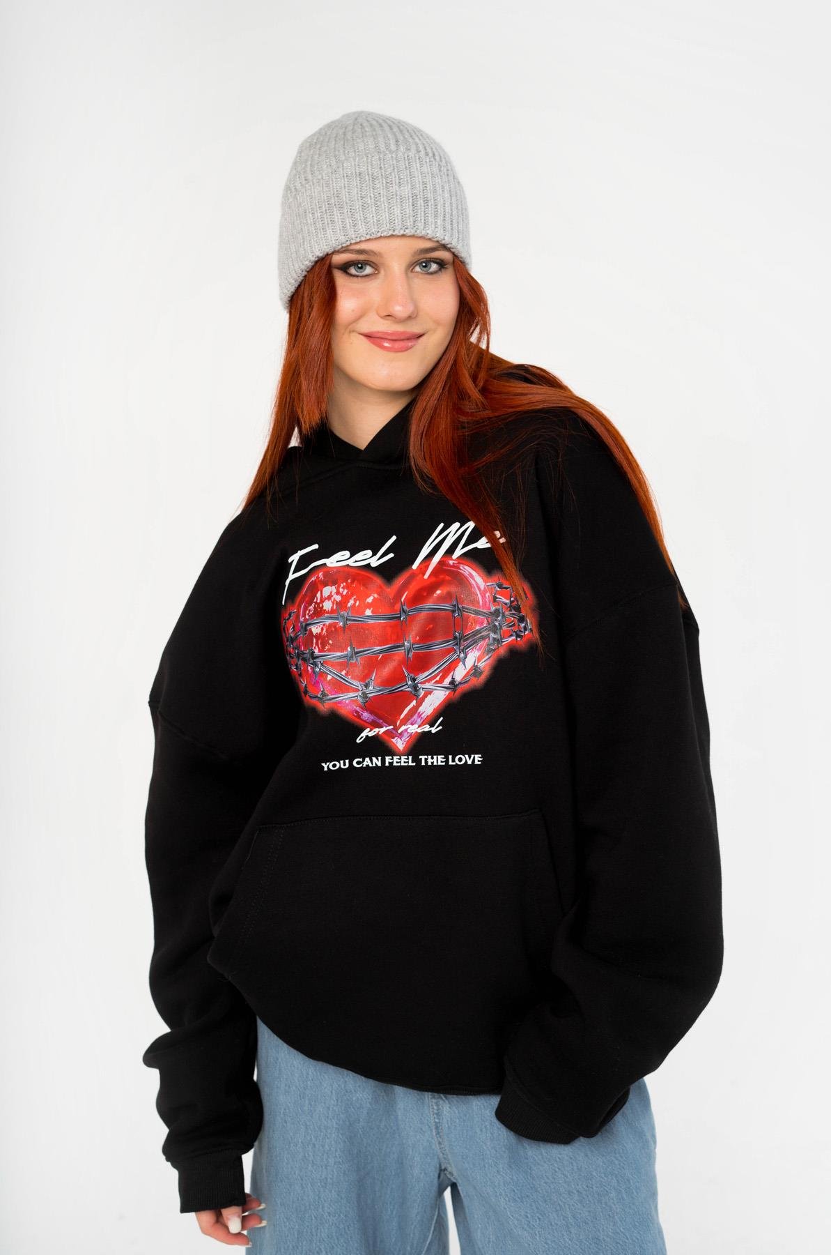 Trendiz Unisex Feel Me Sweatshirt Hoodie Siyah