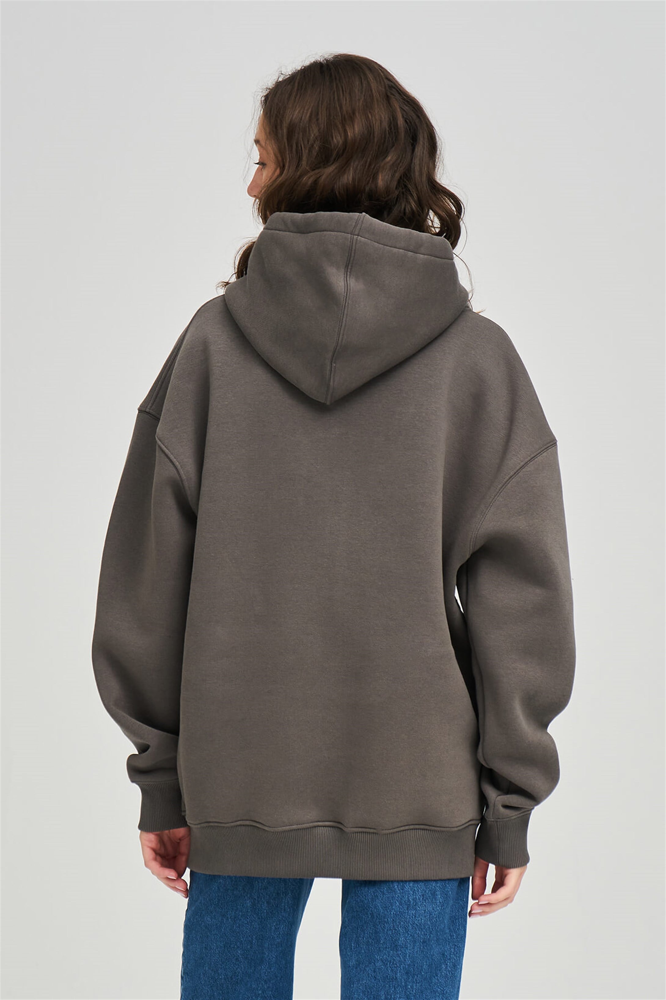 Trendiz Unisex Fermuarlı Antrasit Oversize Sweatshirt