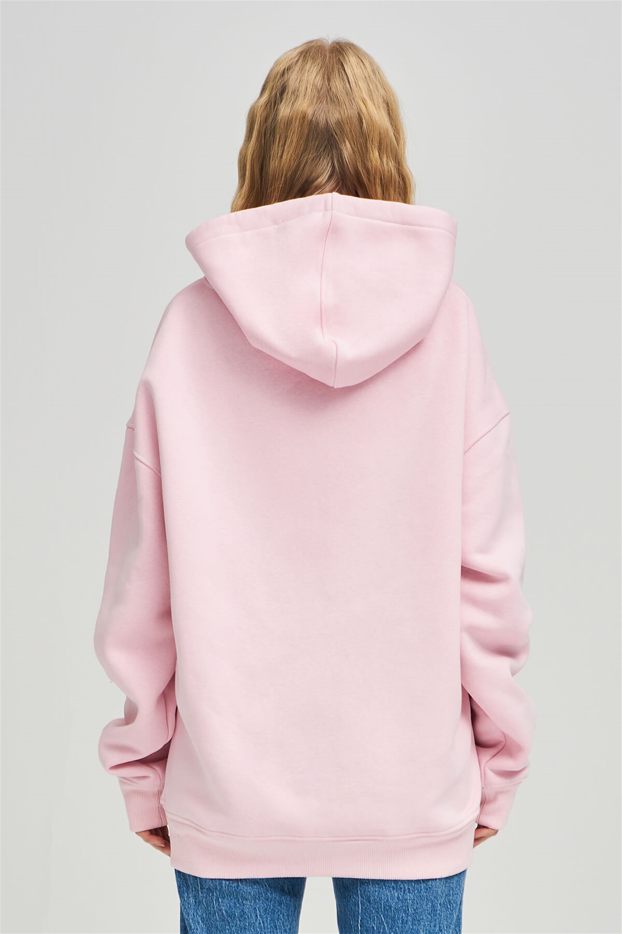 Trendiz Unisex Fermuarlı Pembe Oversize Sweatshirt