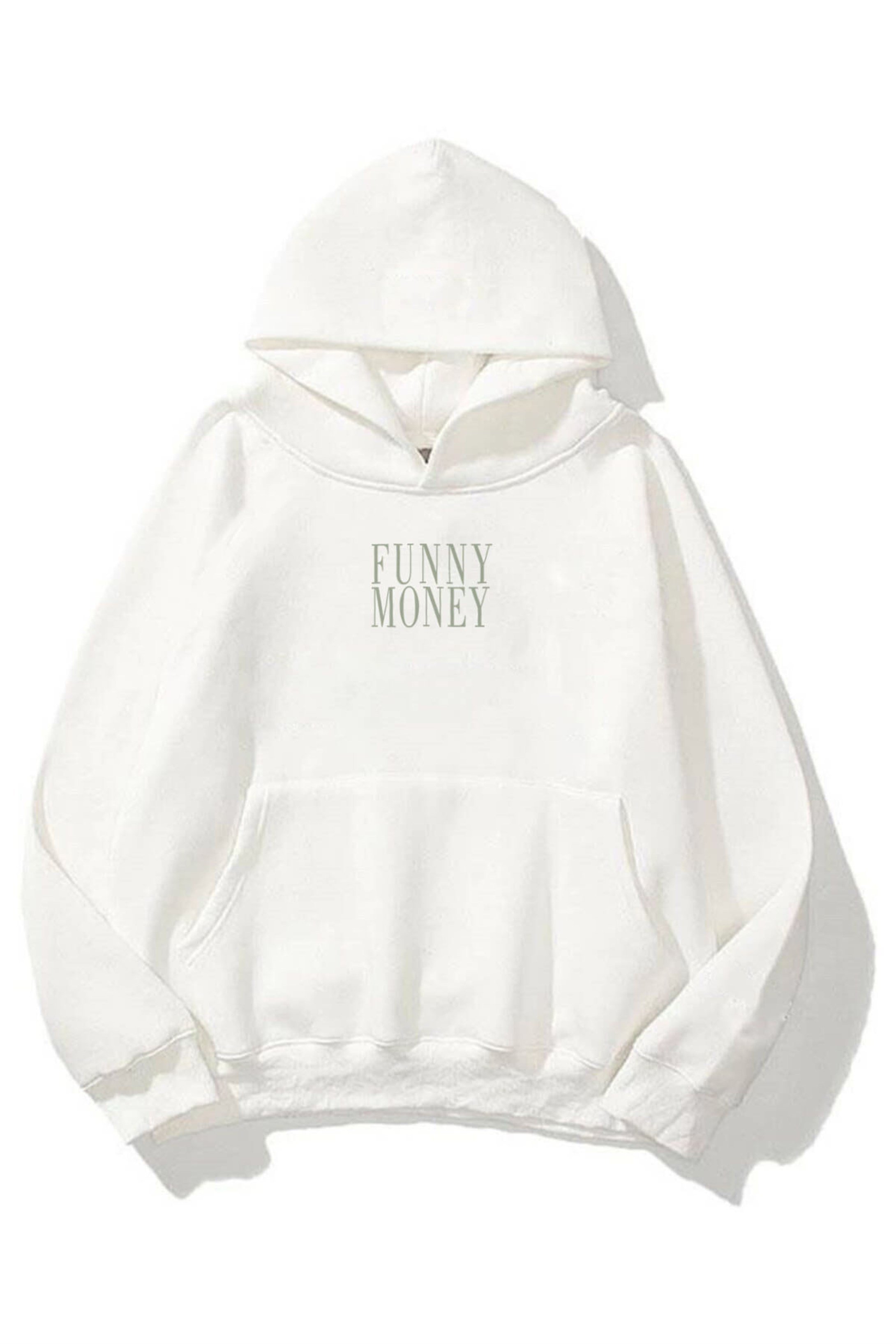 Trendiz Unisex Funny Money Sweatshirt Beyaz