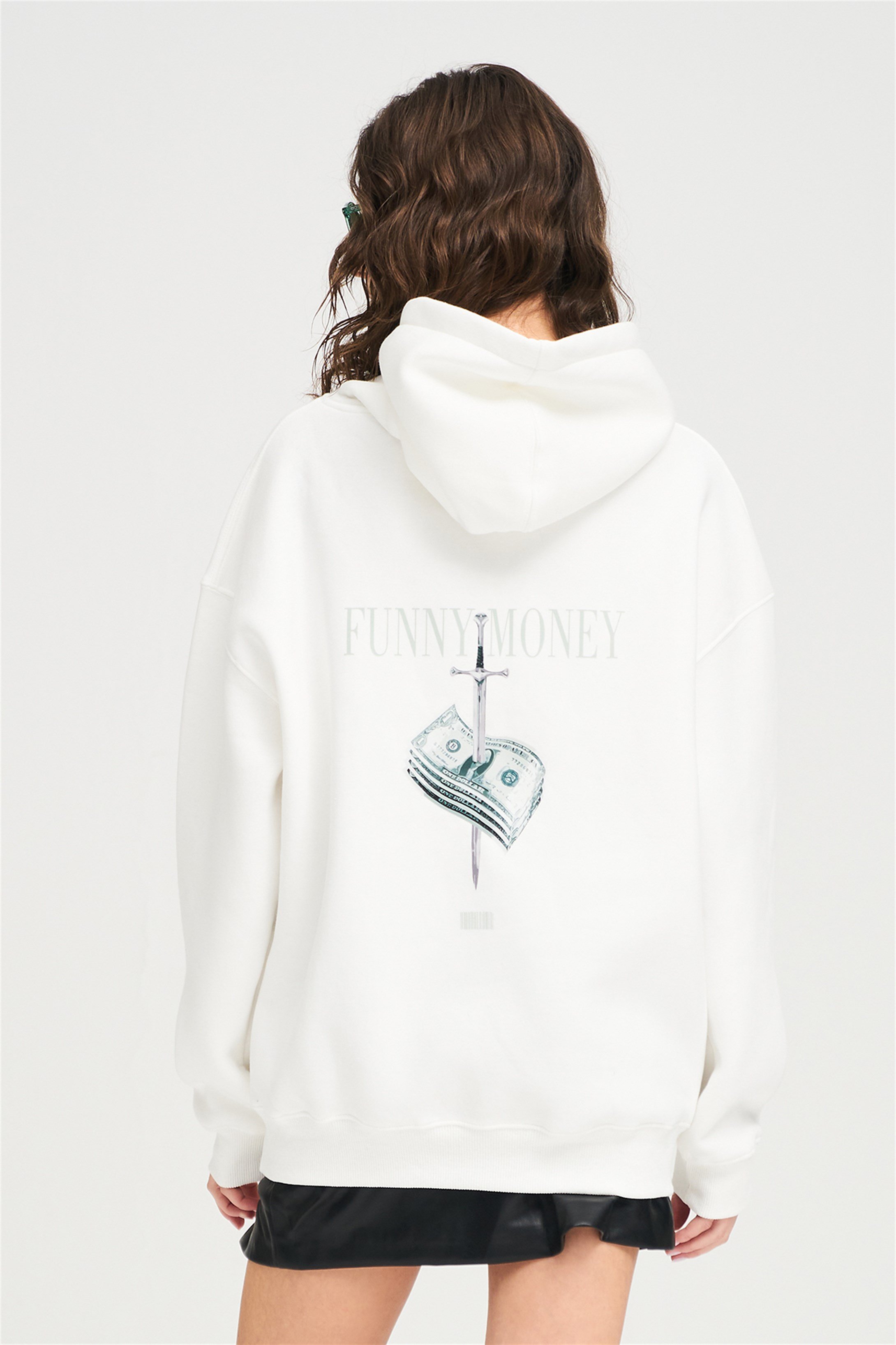 Trendiz Unisex Funny Money Sweatshirt Beyaz