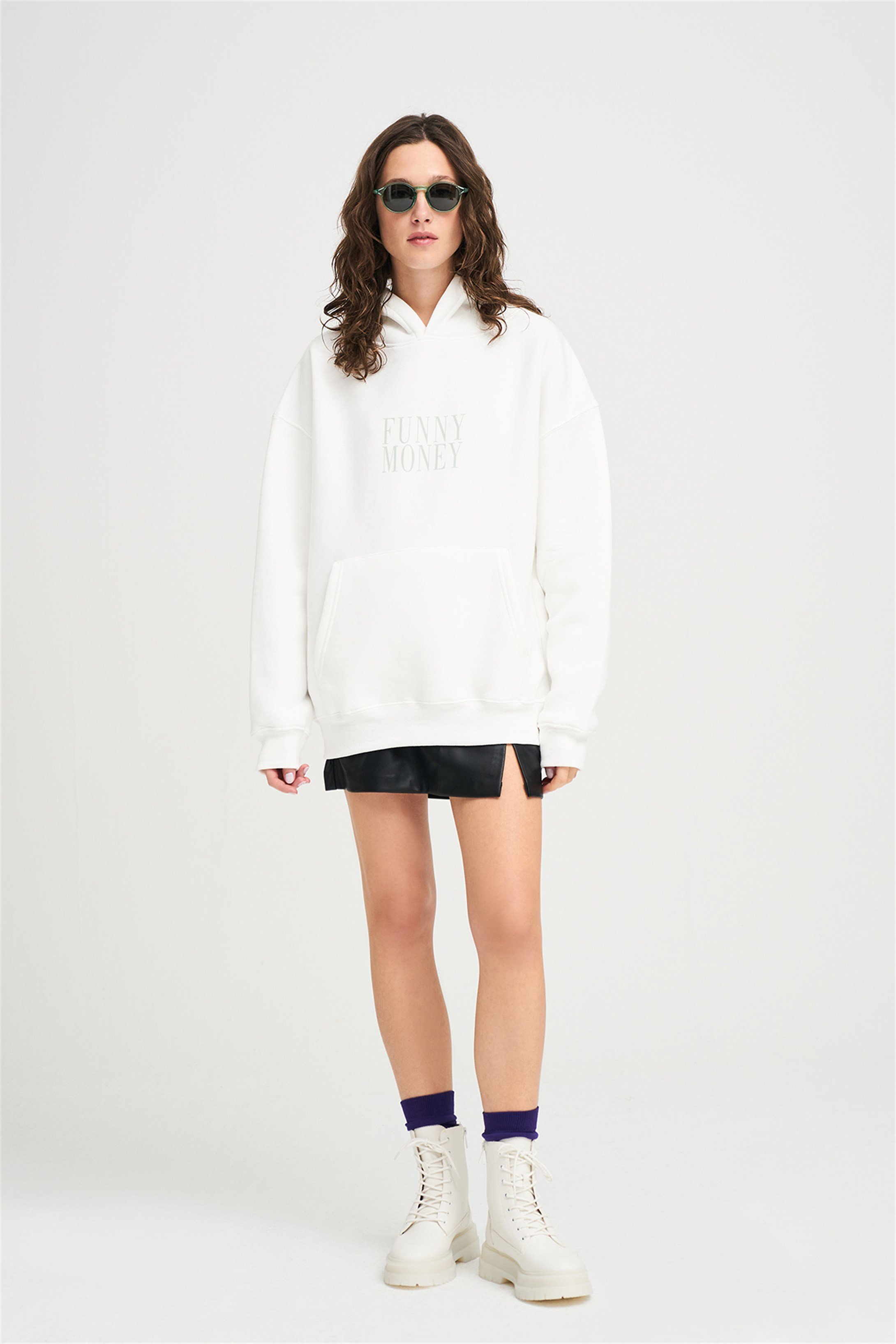 Trendiz Unisex Funny Money Sweatshirt Beyaz