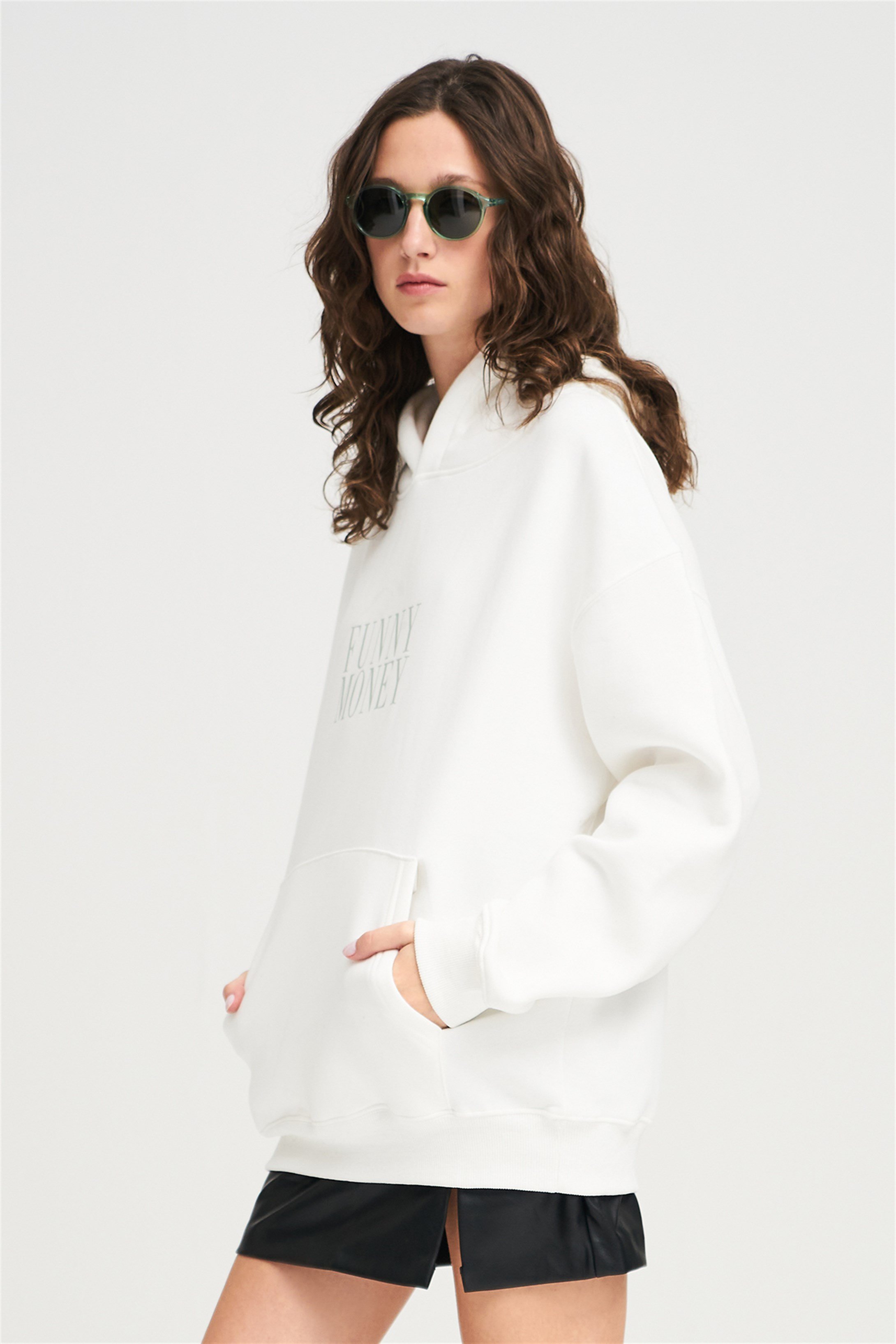Trendiz Unisex Funny Money Sweatshirt Beyaz