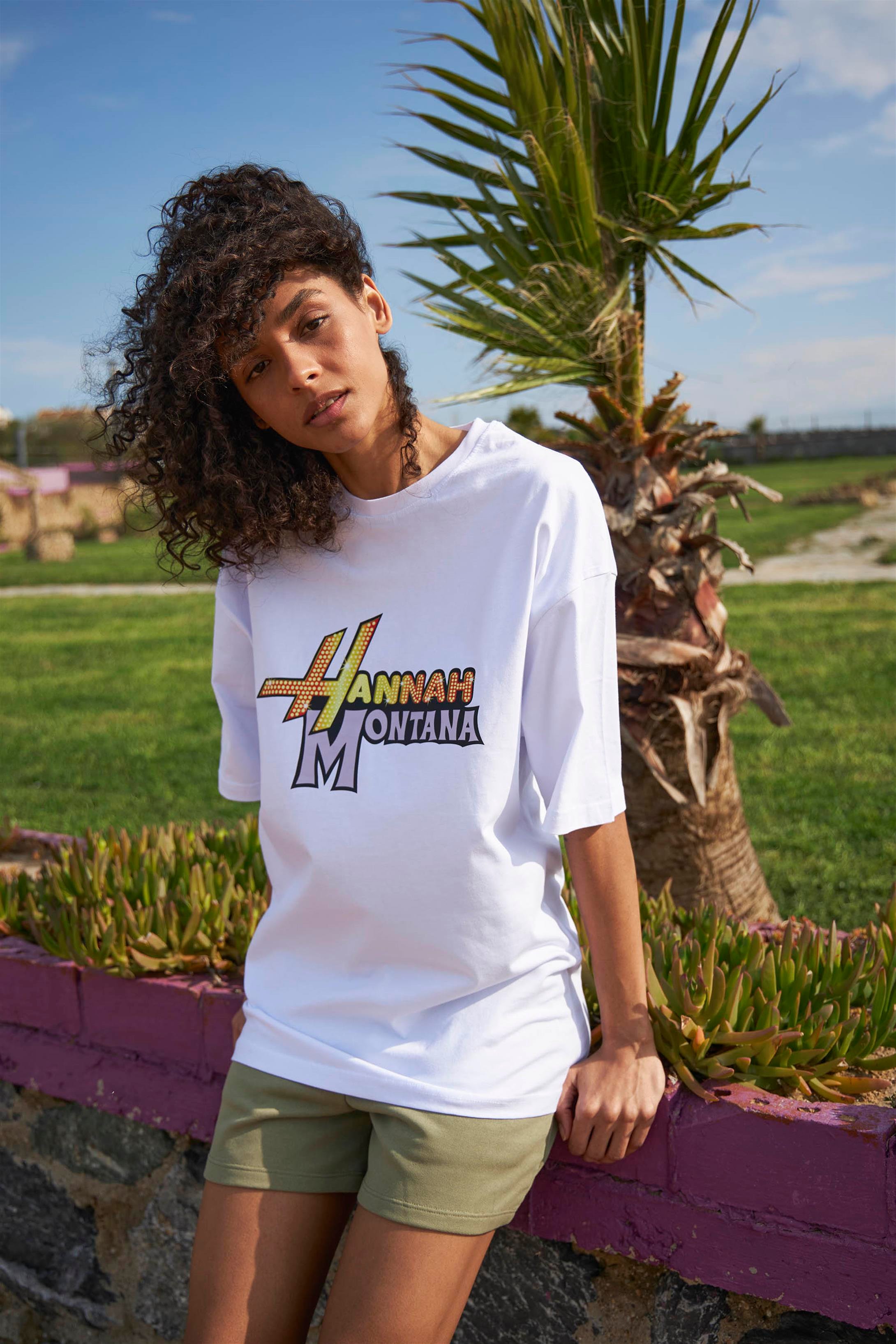 Trendiz Unisex Hannah Montana Yazı Tshirt Beyaz