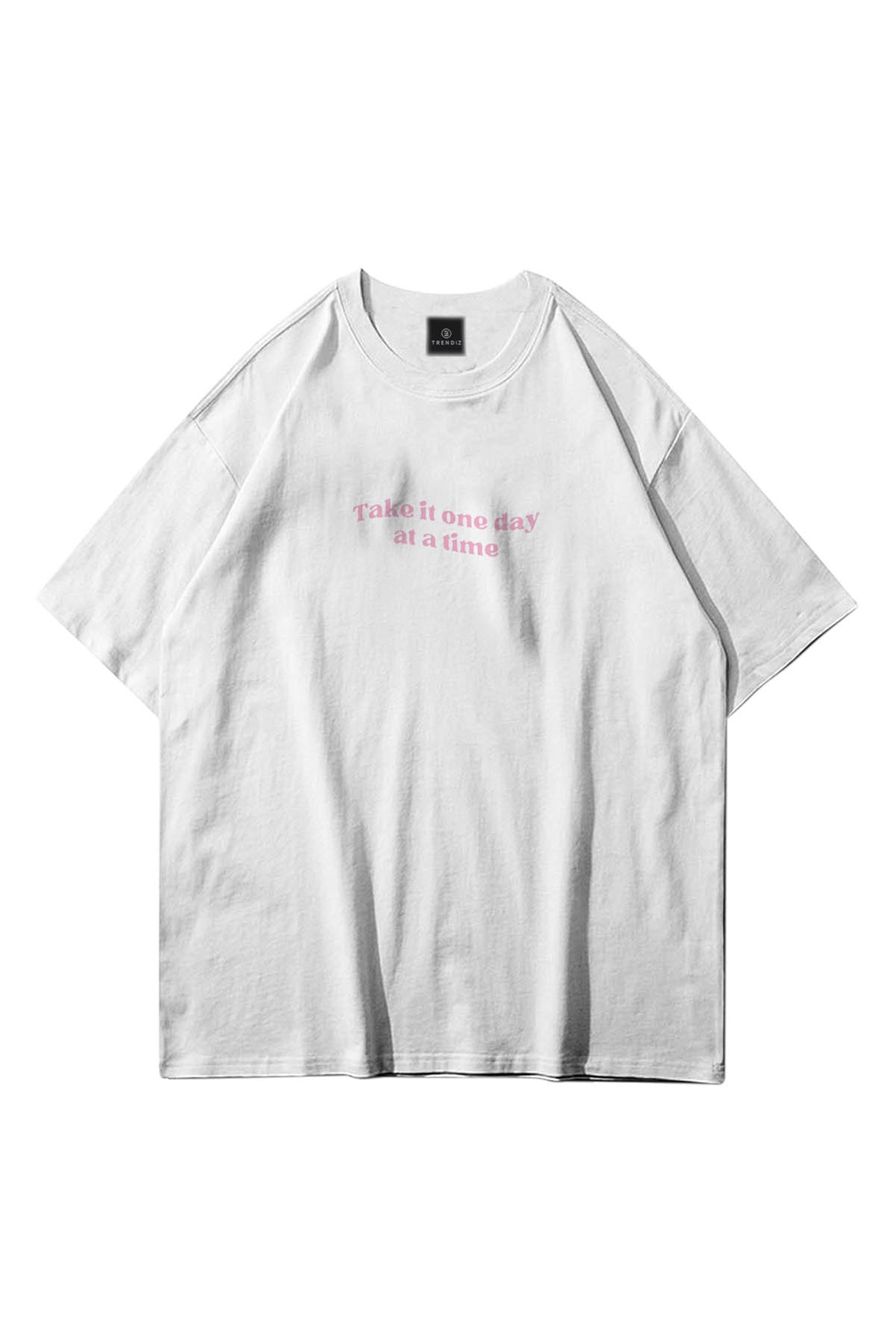 Trendiz Unisex Happy Life Beyaz Tshirt