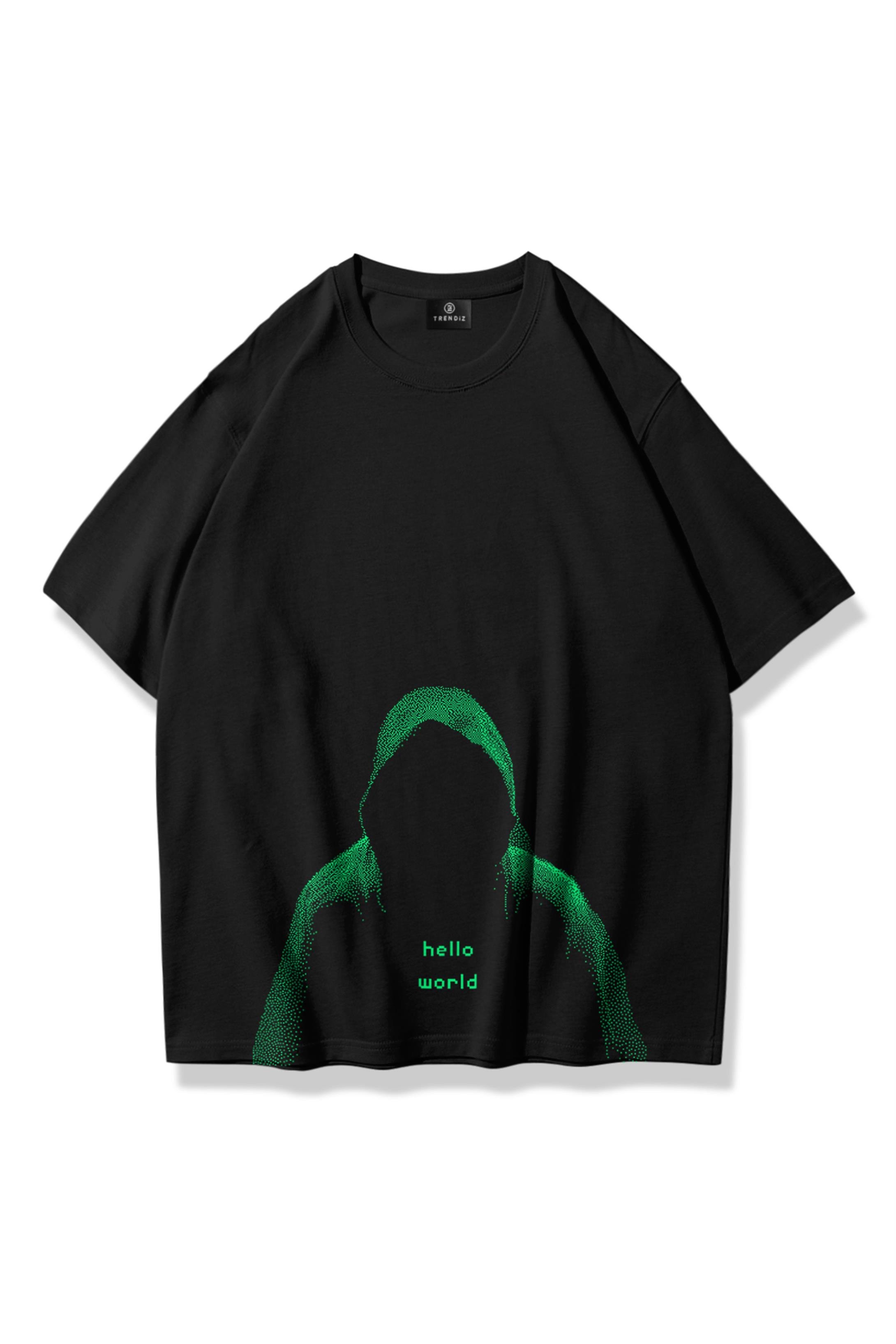 Trendiz Unisex Hello World Tshirt Siyah