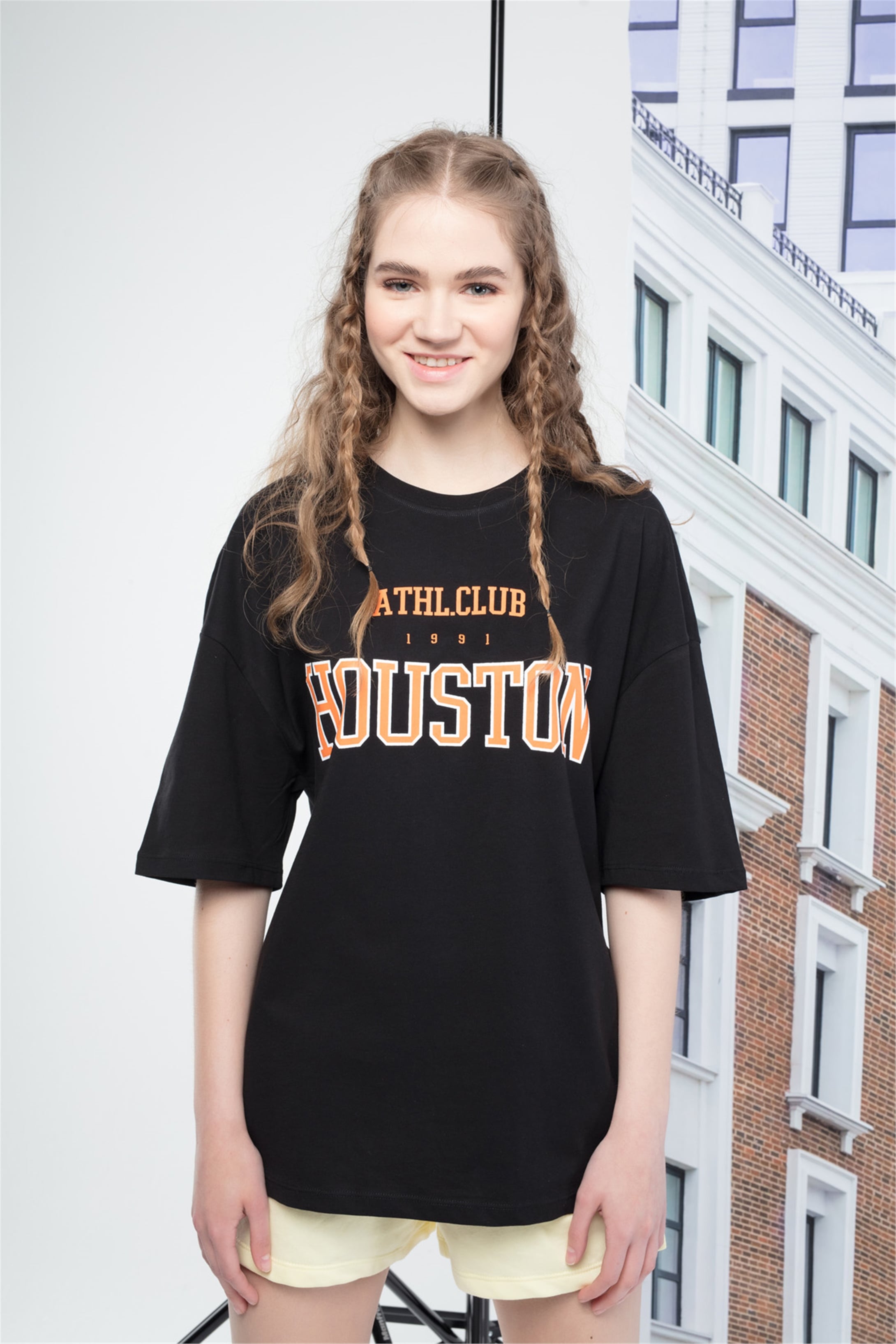 Trendiz Unisex Houston Tshirt Siyah
