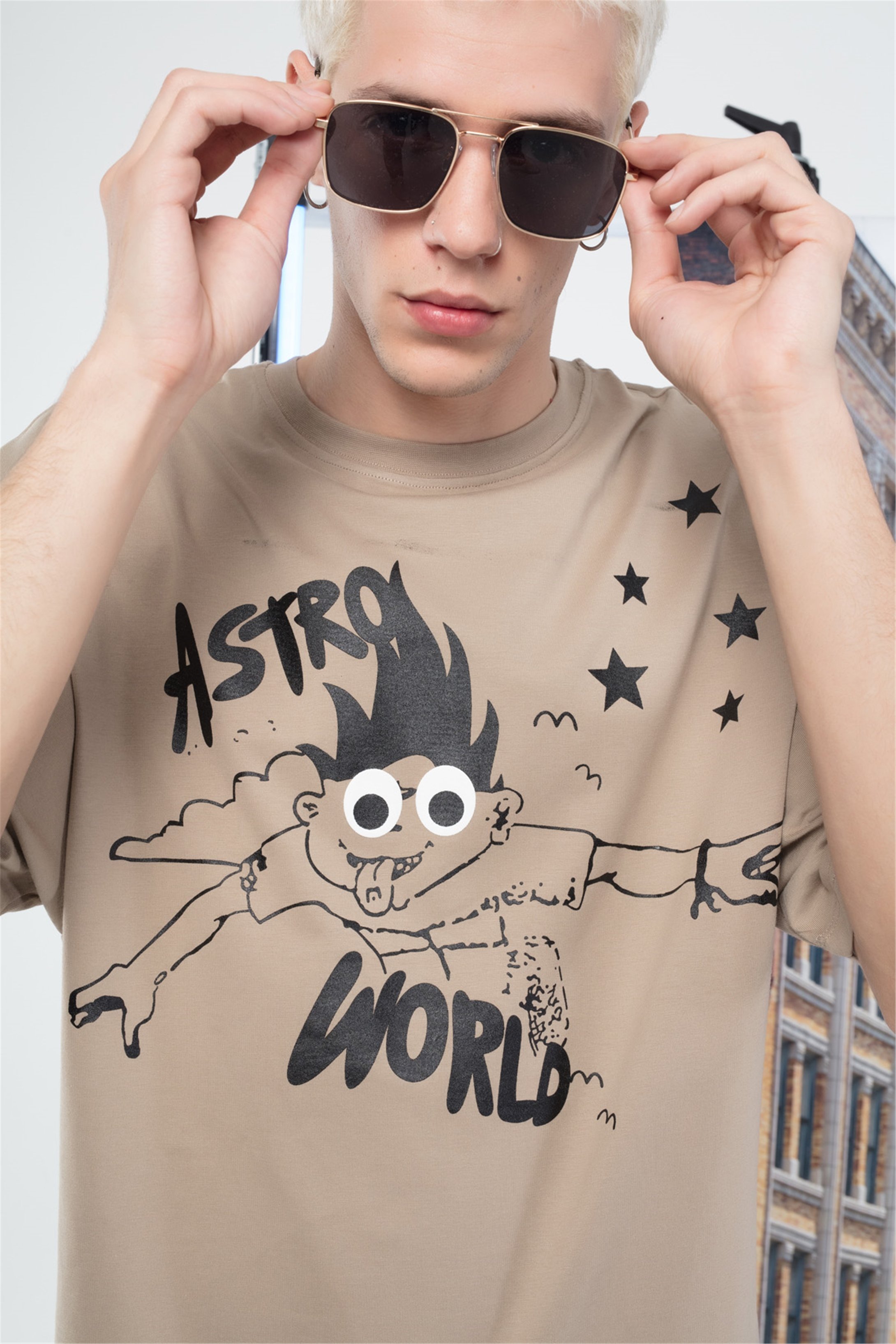 Trendiz Unisex Icanfly Tshirt Bej