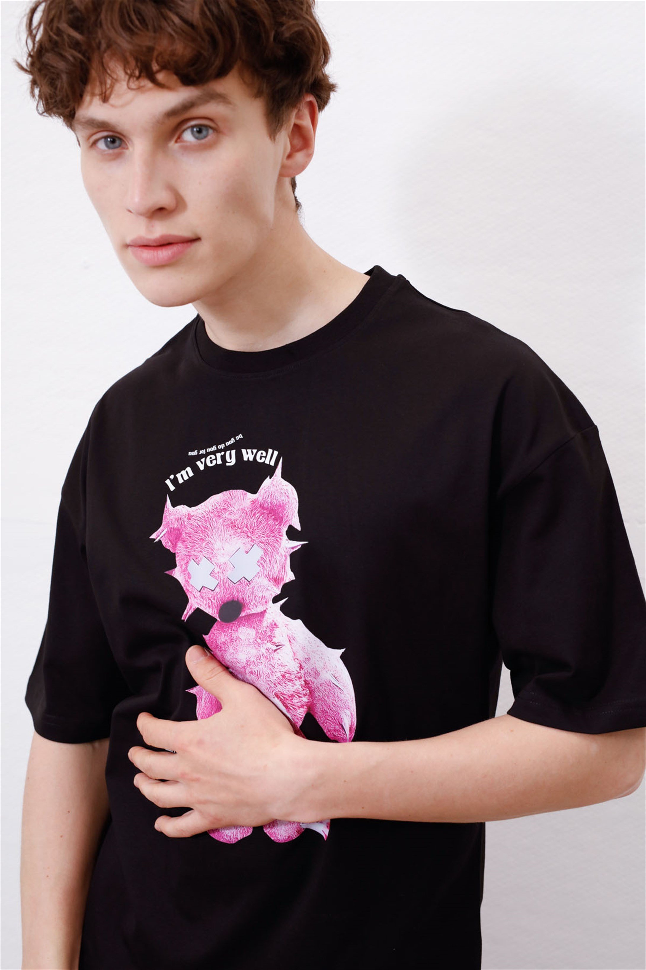 Trendiz Unisex I'm Very Well Siyah Tshirt