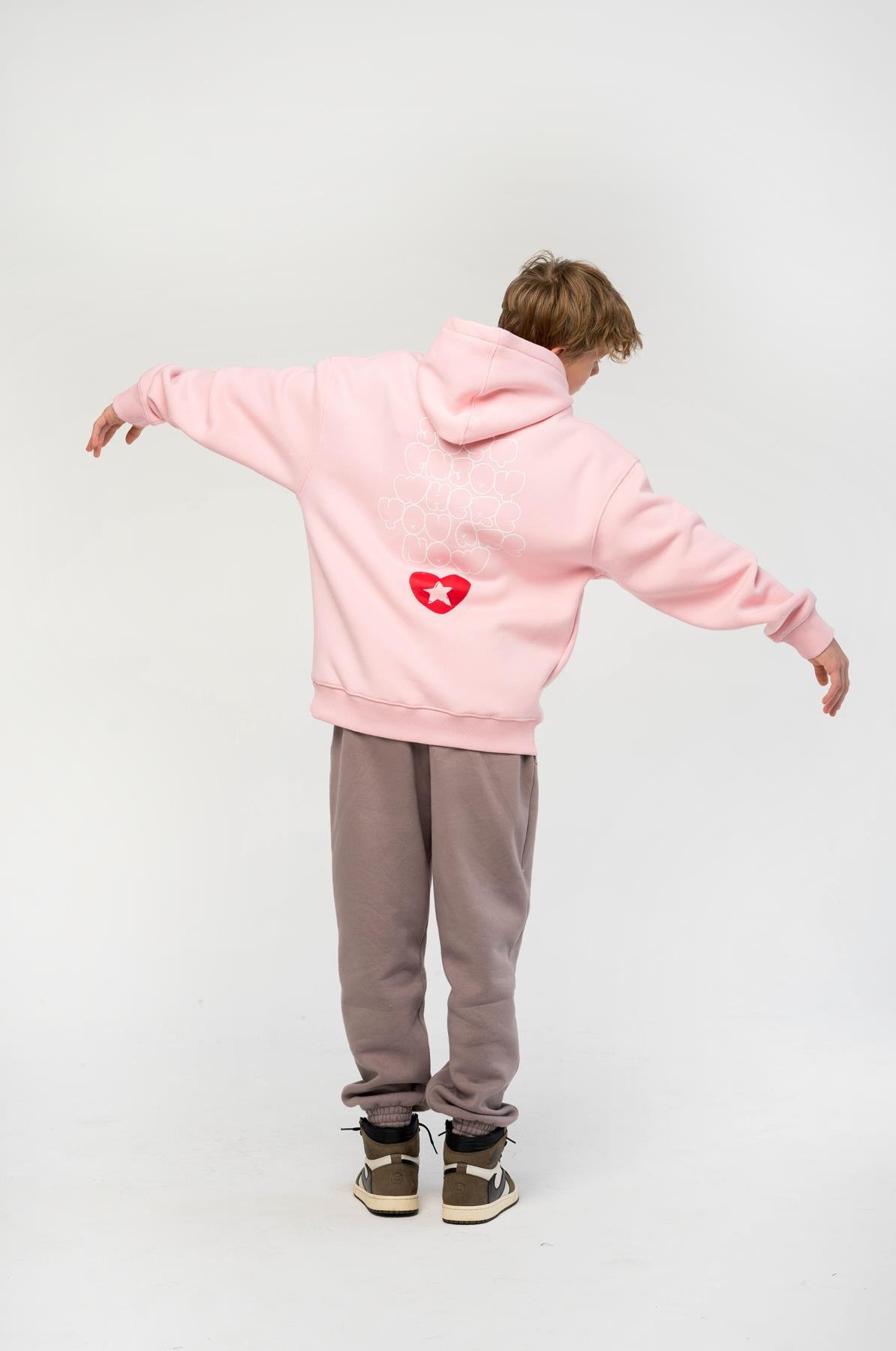 Trendiz Unisex Just Enjoy Sweatshirt Hoodie Pembe