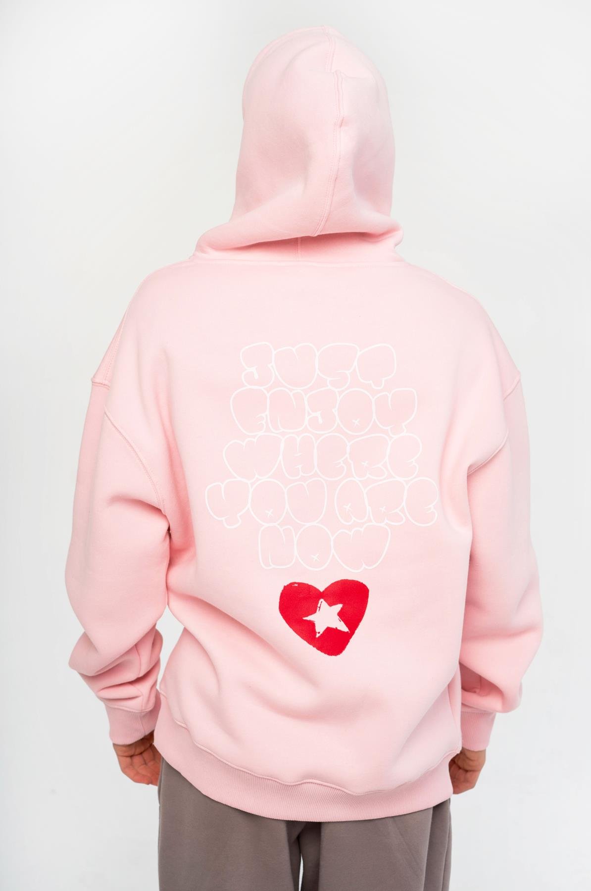 Trendiz Unisex Just Enjoy Sweatshirt Hoodie Pembe