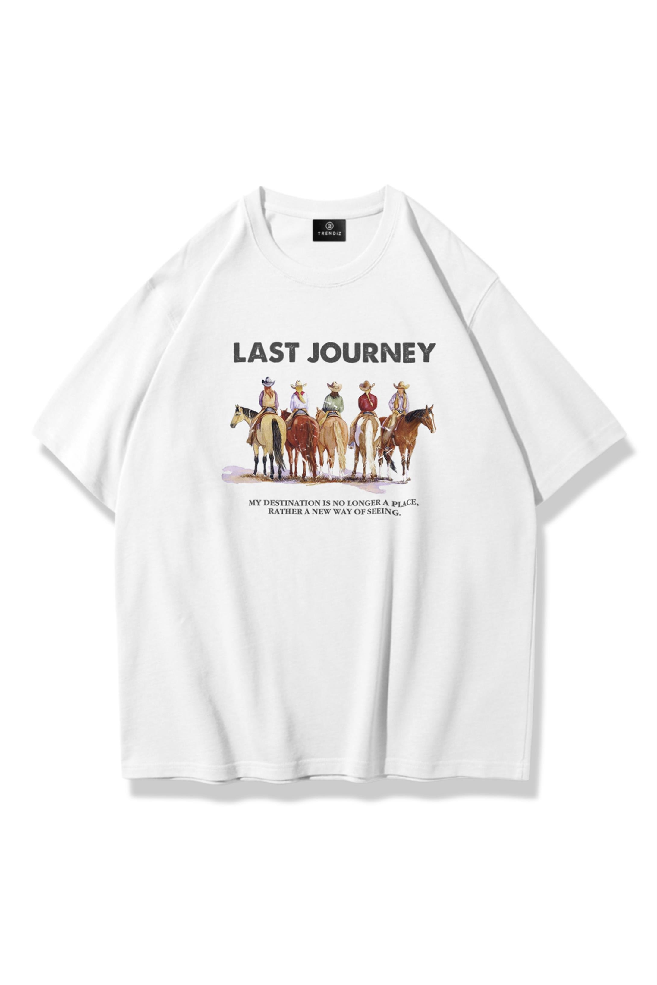 Trendiz Unisex Last Journey Tshirt Beyaz