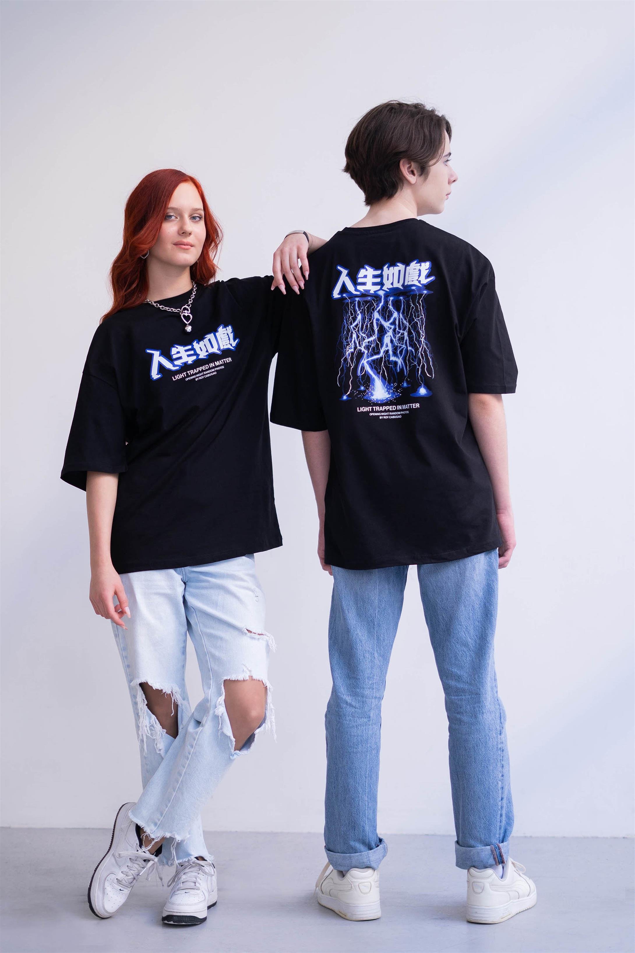 Trendiz Unisex Light Trapped in Matter Siyah Tshirt