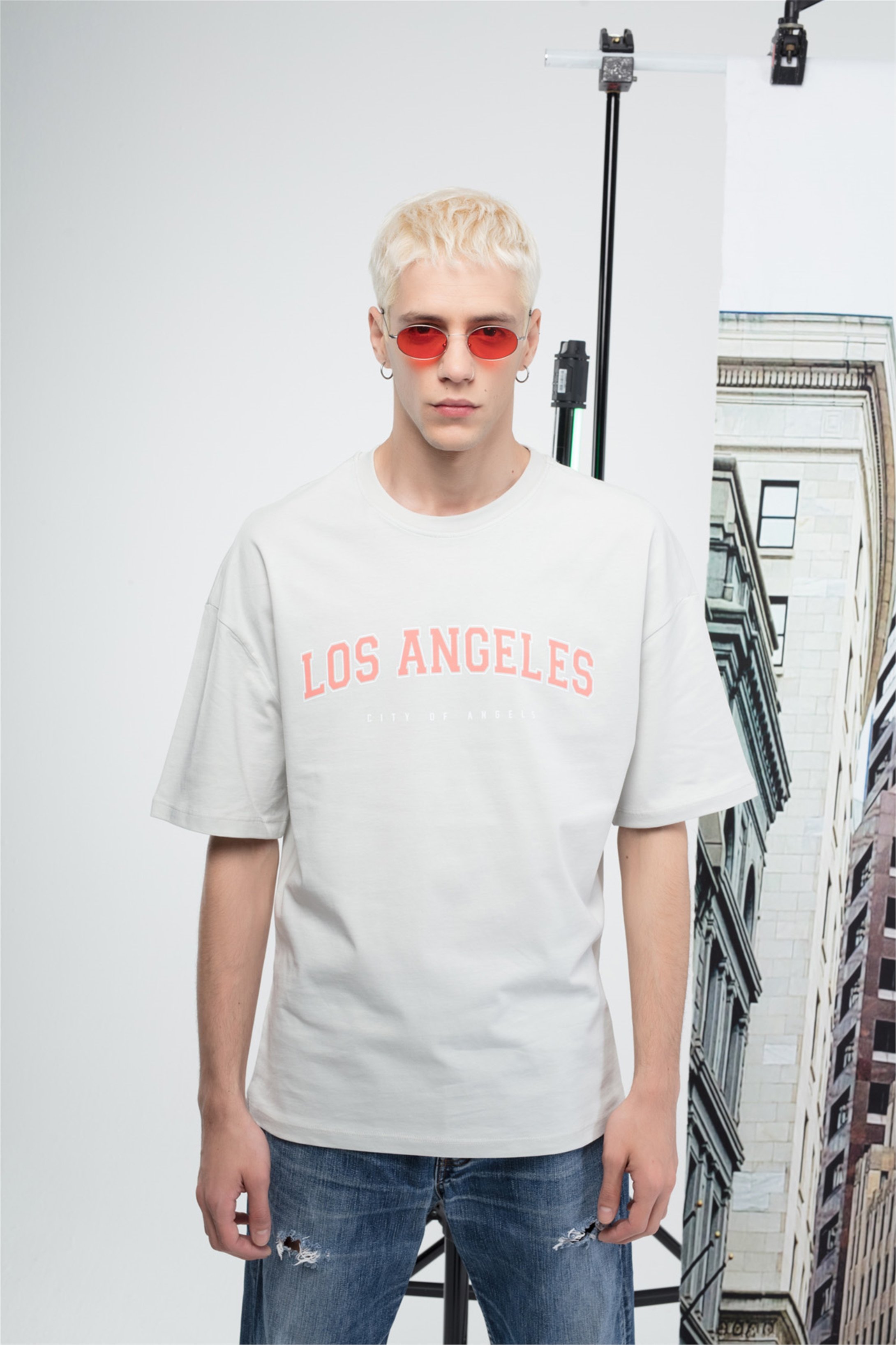Trendiz Unisex Los Angeles Tshirt Taş Rengi