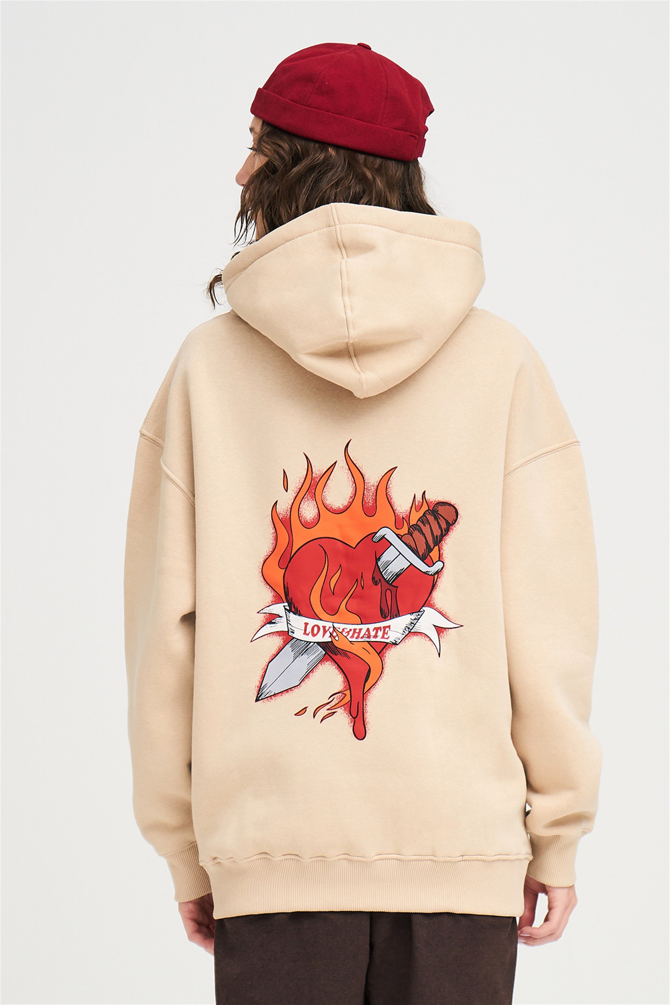 Trendiz Unisex Love Hate Sweatshirt Taş