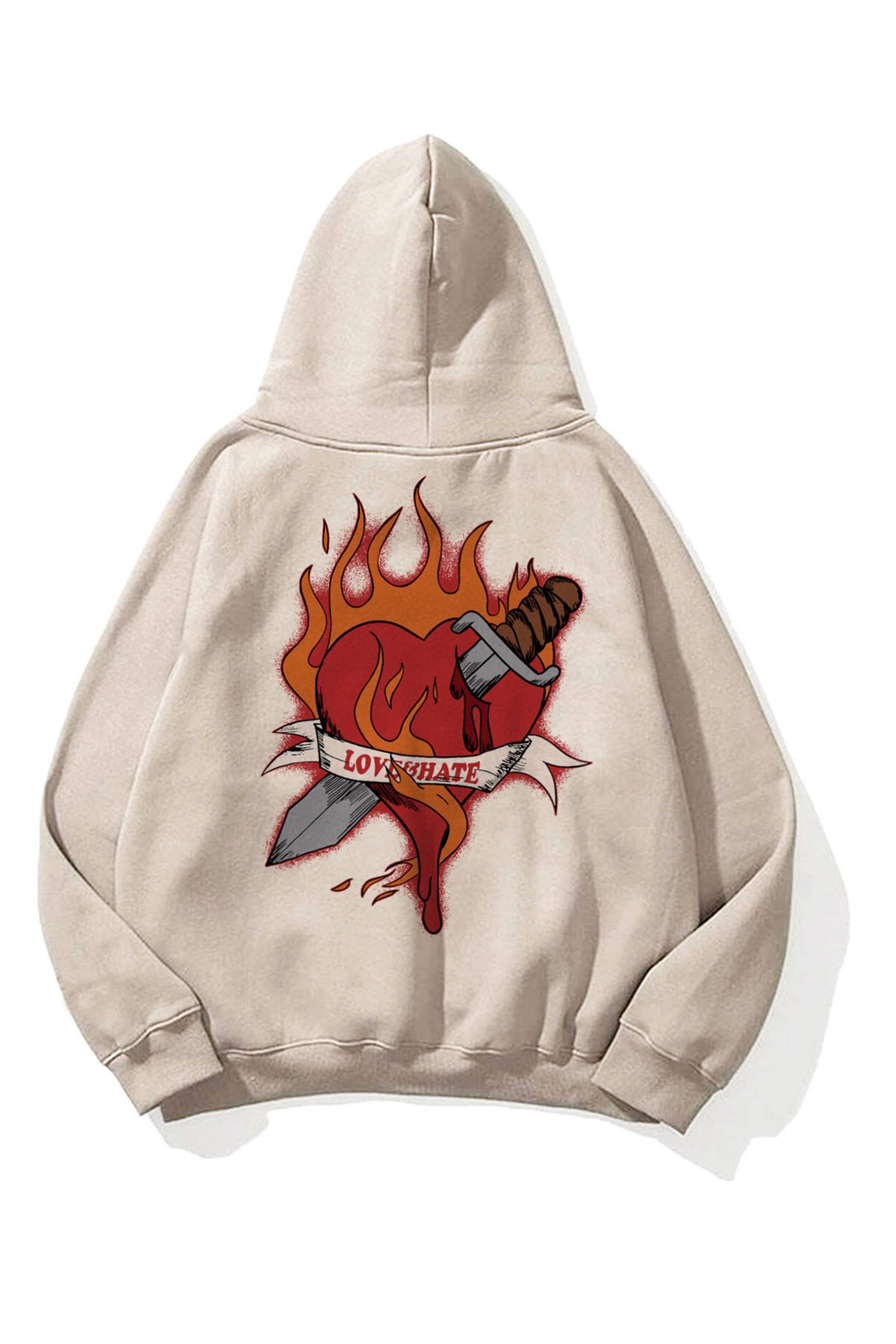 Trendiz Unisex Love Hate Sweatshirt Taş