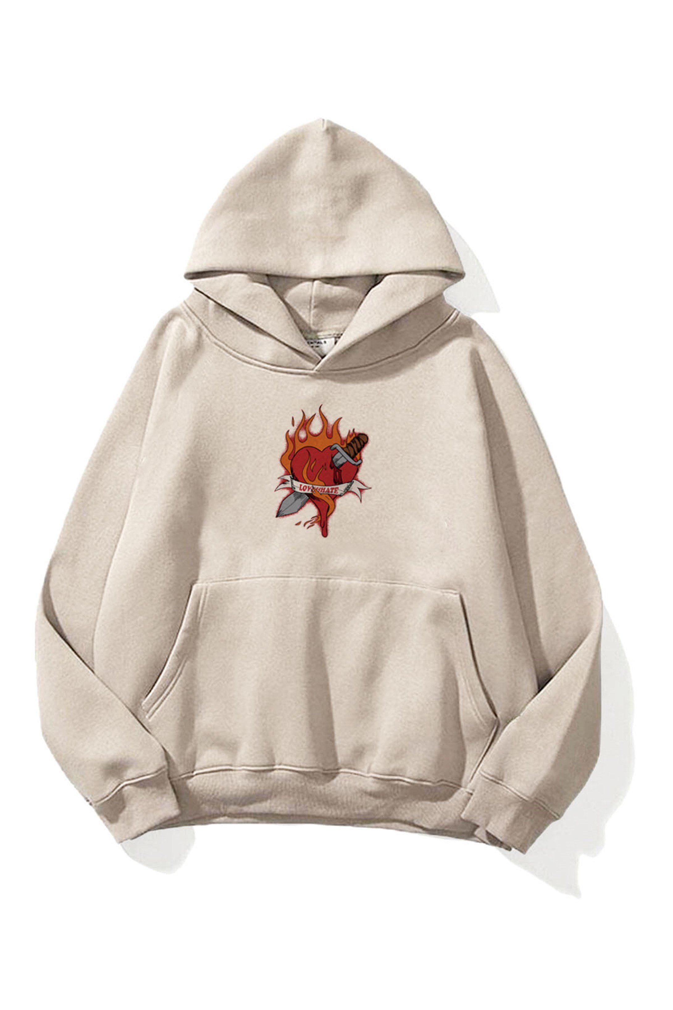 Trendiz Unisex Love Hate Sweatshirt Taş