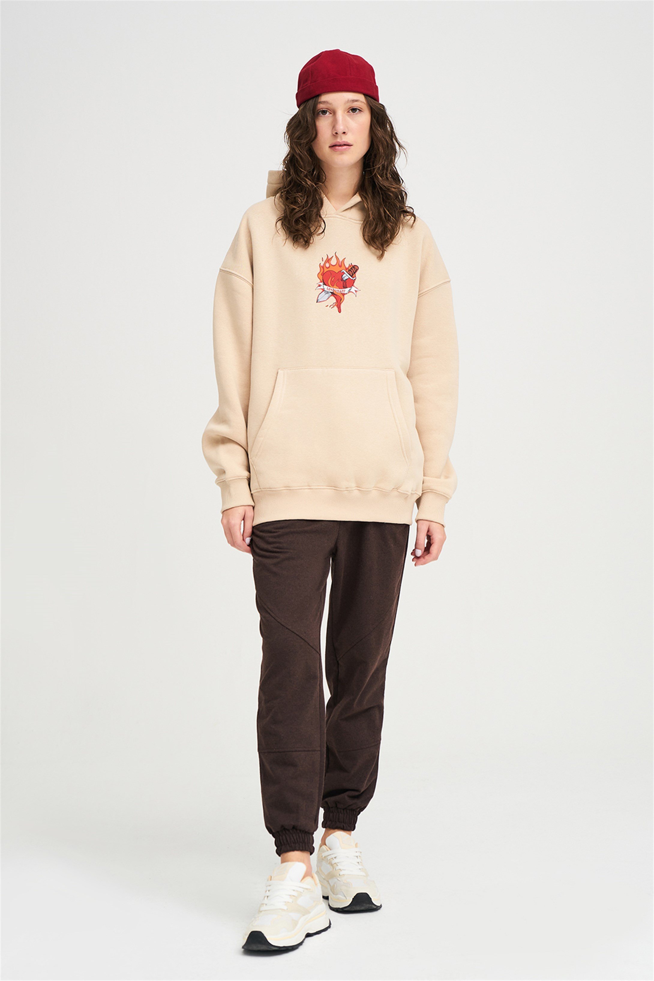 Trendiz Unisex Love Hate Sweatshirt Taş