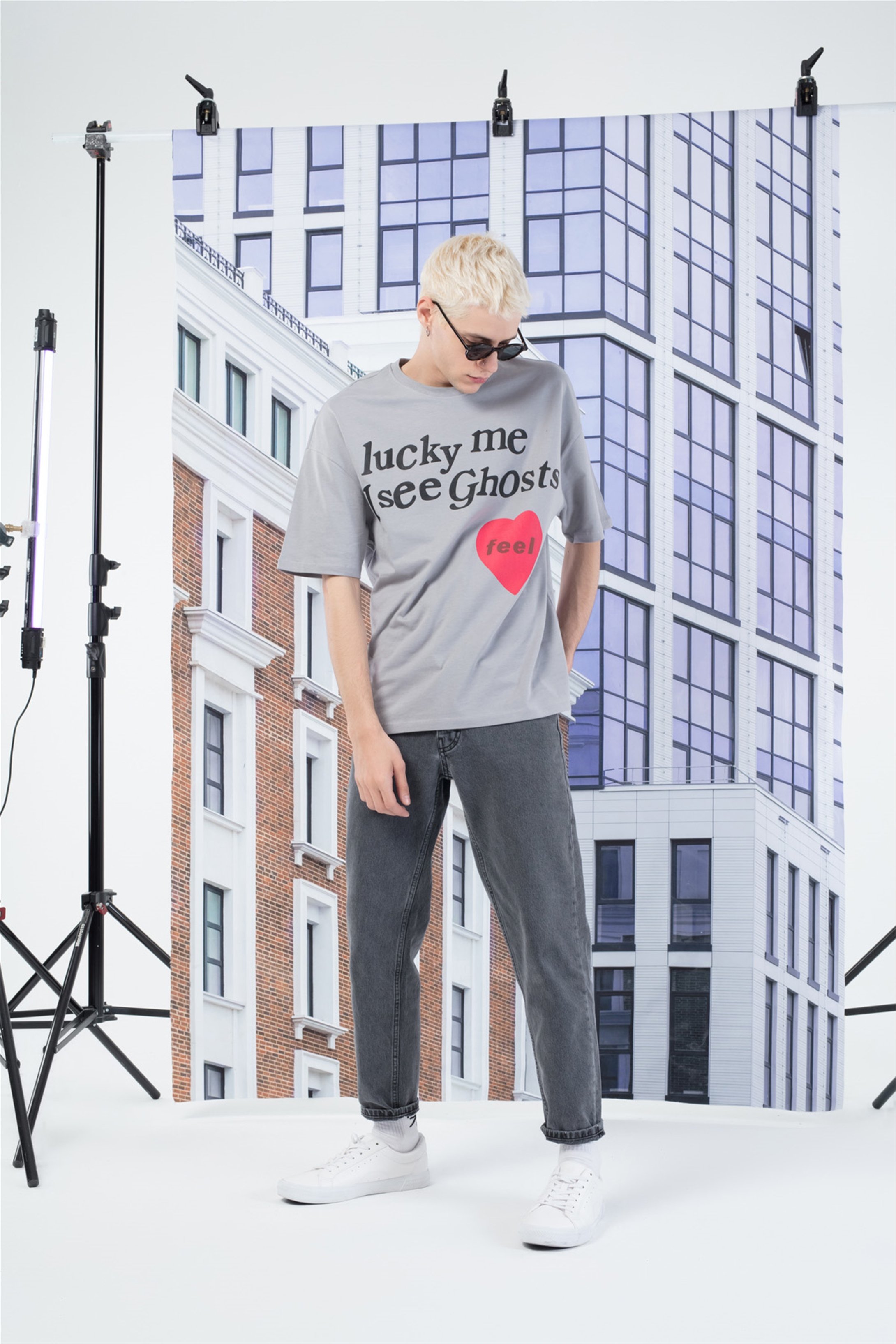 Trendiz Unisex Luckyme Tshirt Gri