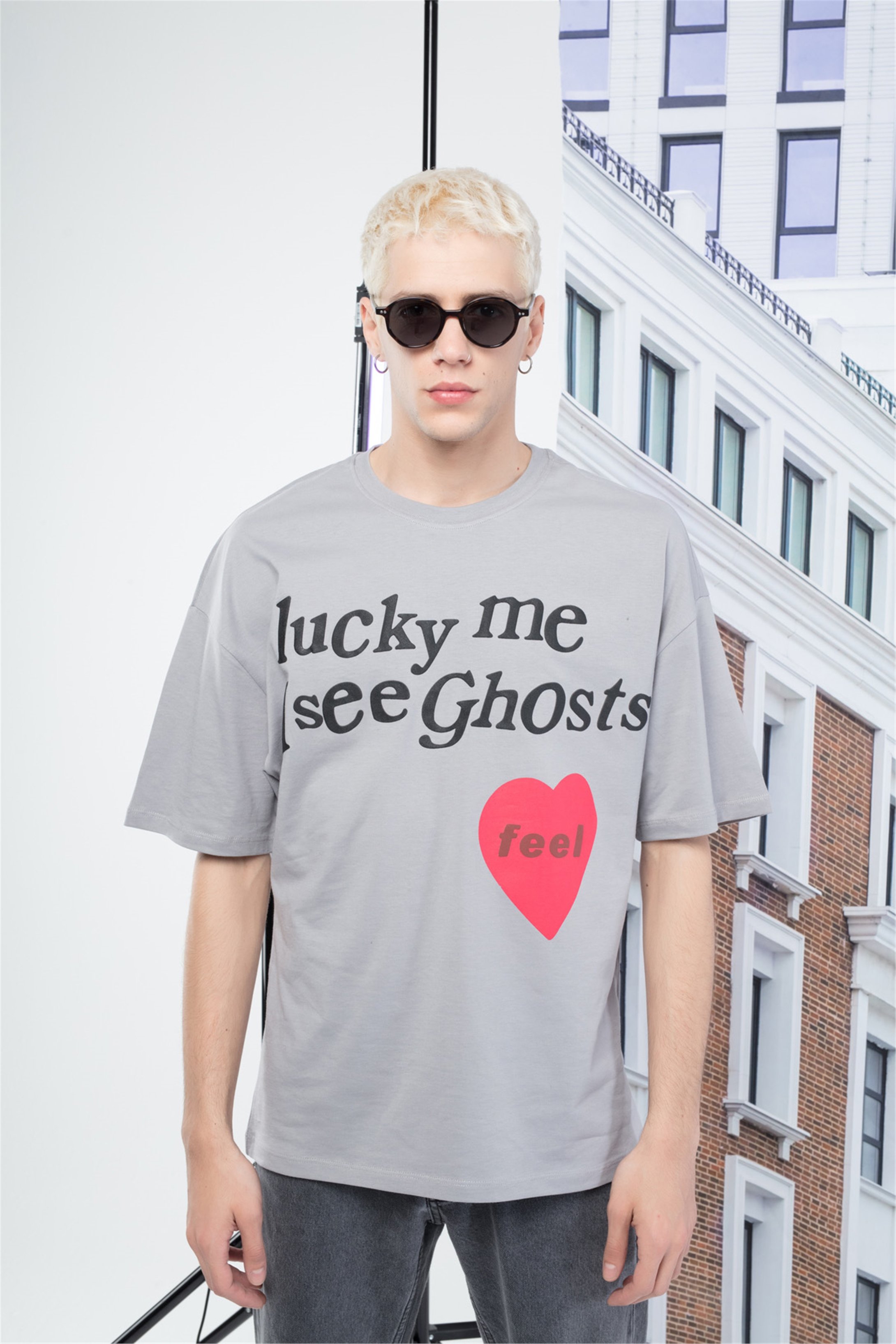 Trendiz Unisex Luckyme Tshirt Gri