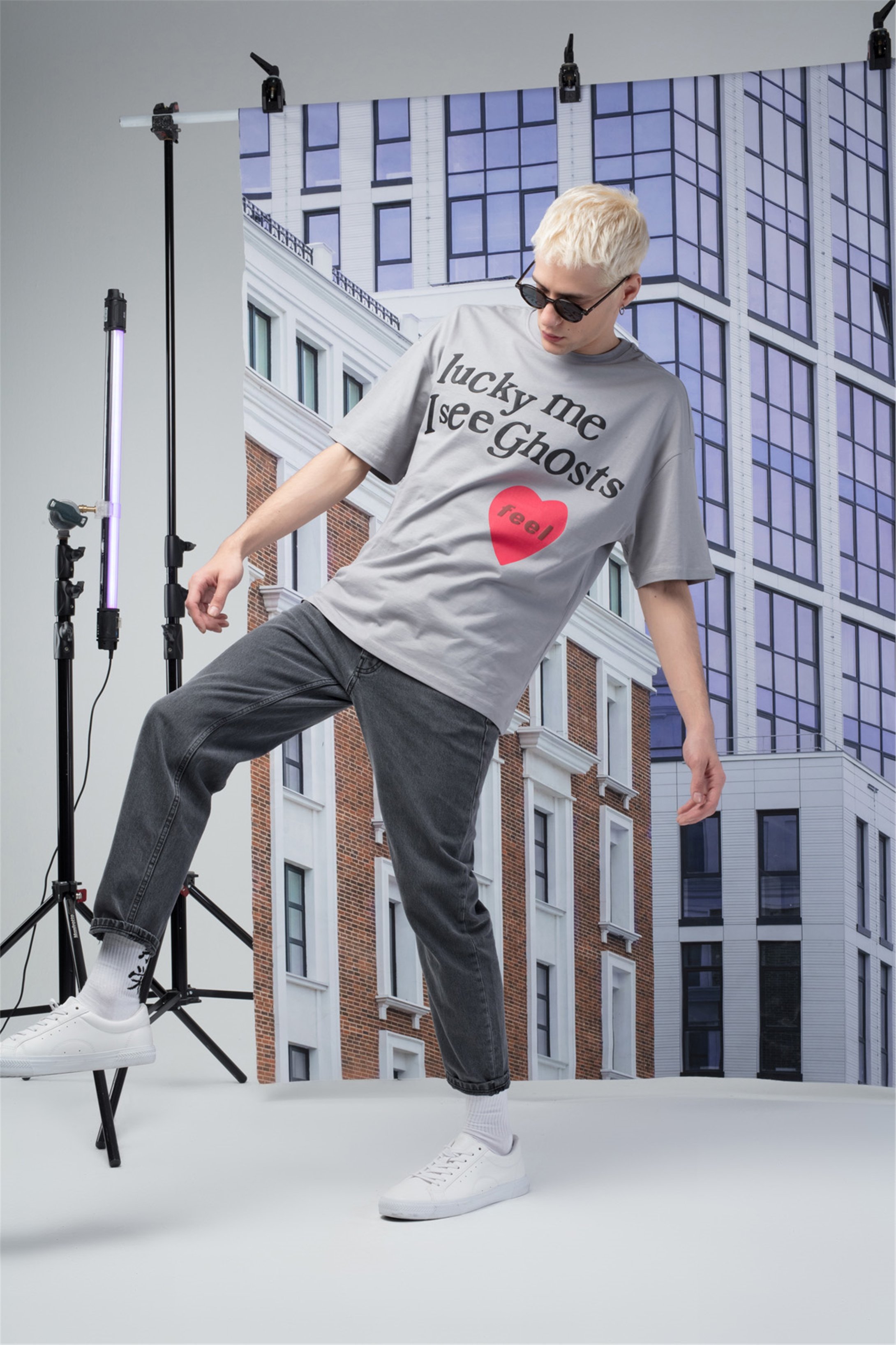 Trendiz Unisex Luckyme Tshirt Gri