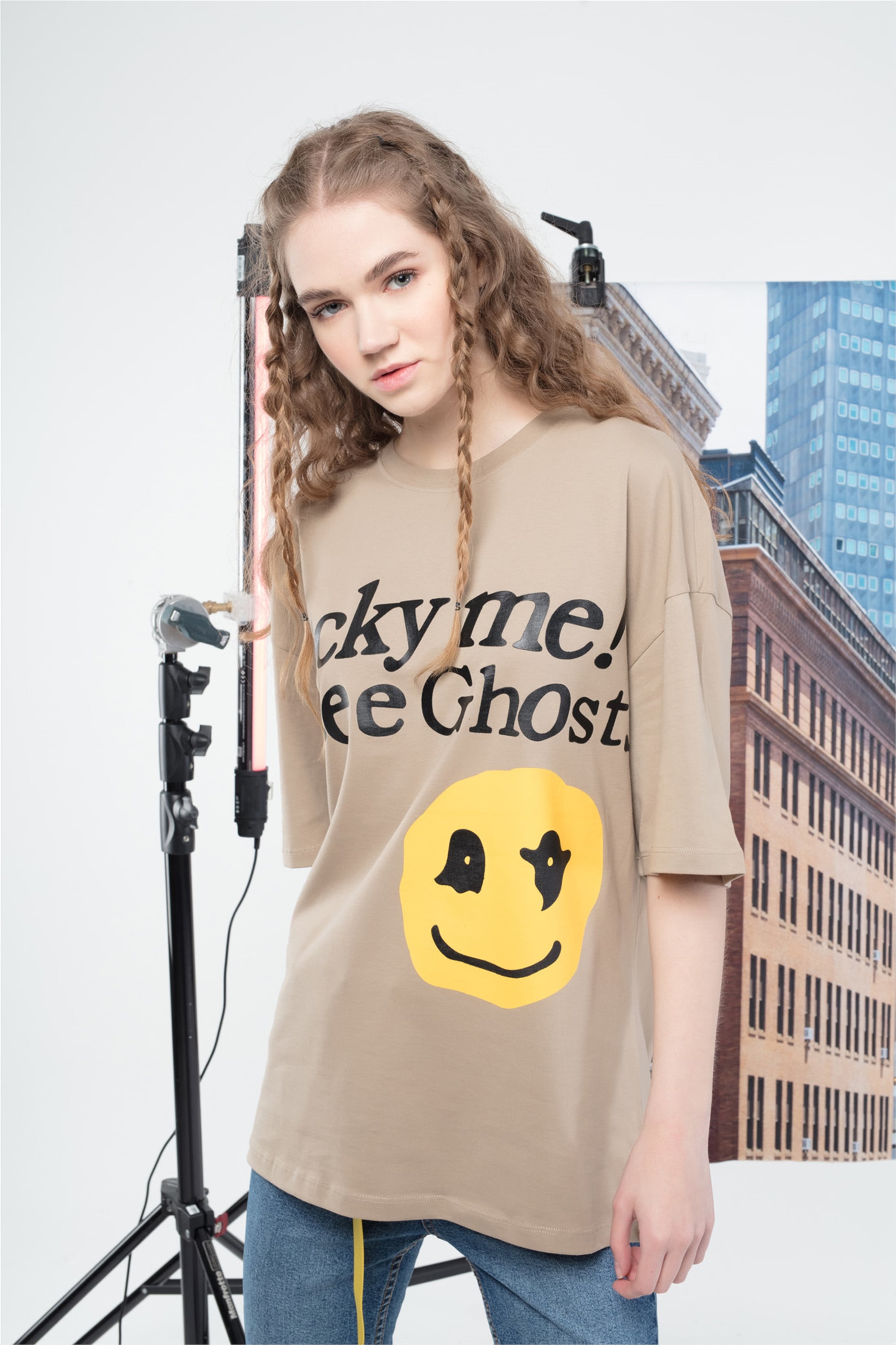 Trendiz Unisex Luckymeghost Tshirt Bej