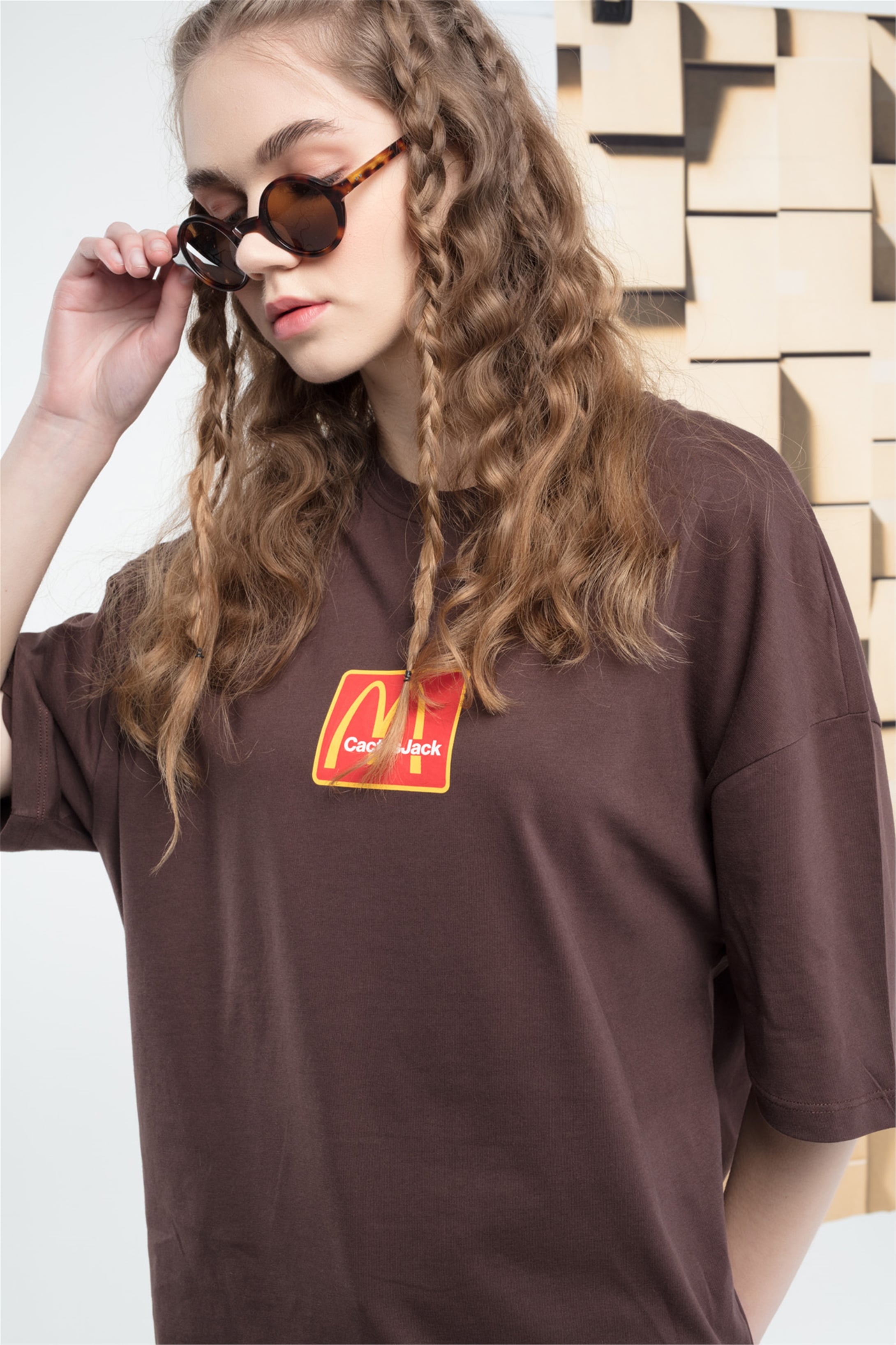 Trendiz Unisex Mc Cactusjack Tshirt Kahverengi