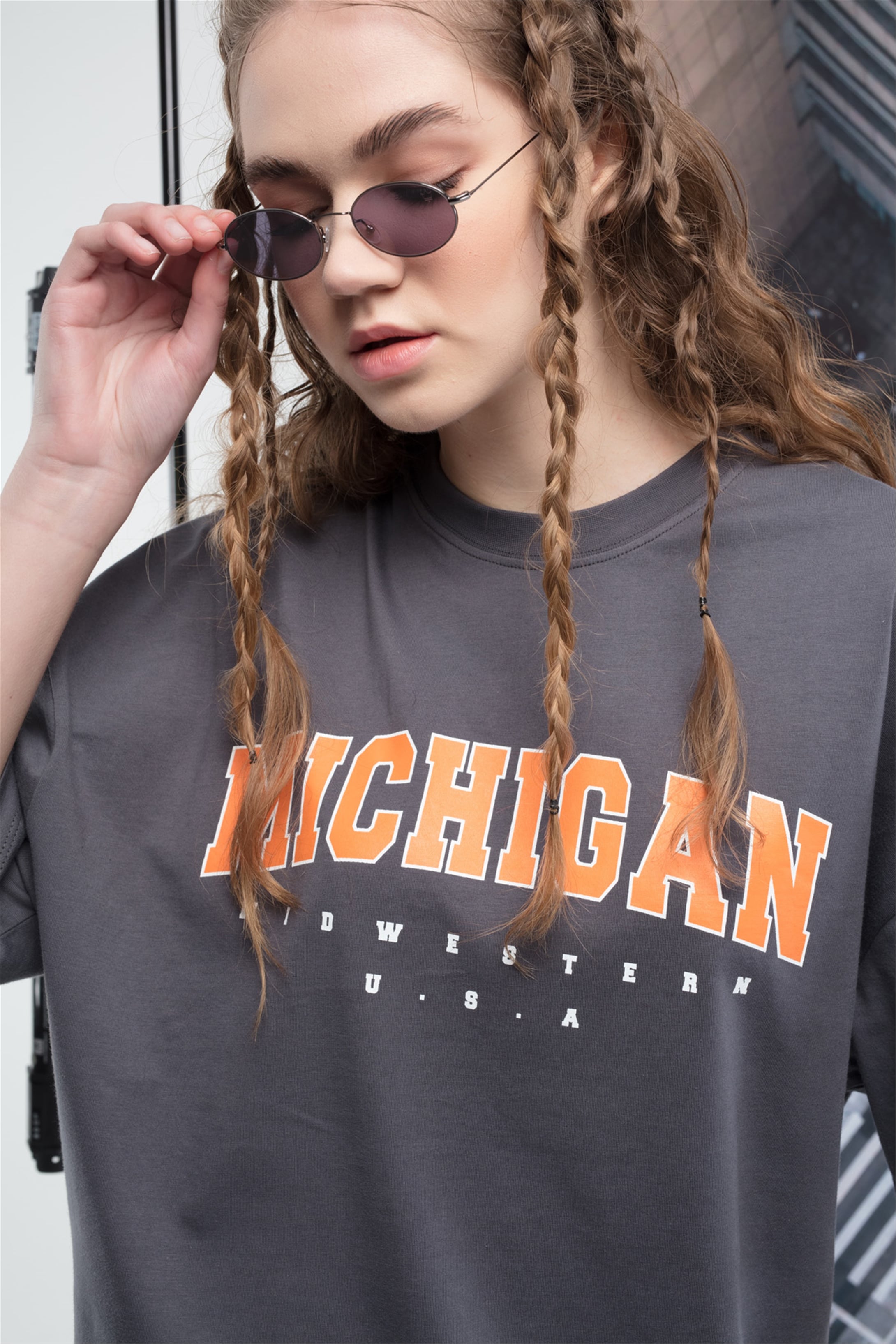 Trendiz Unisex Mıchıgan Tshirt Antrasit