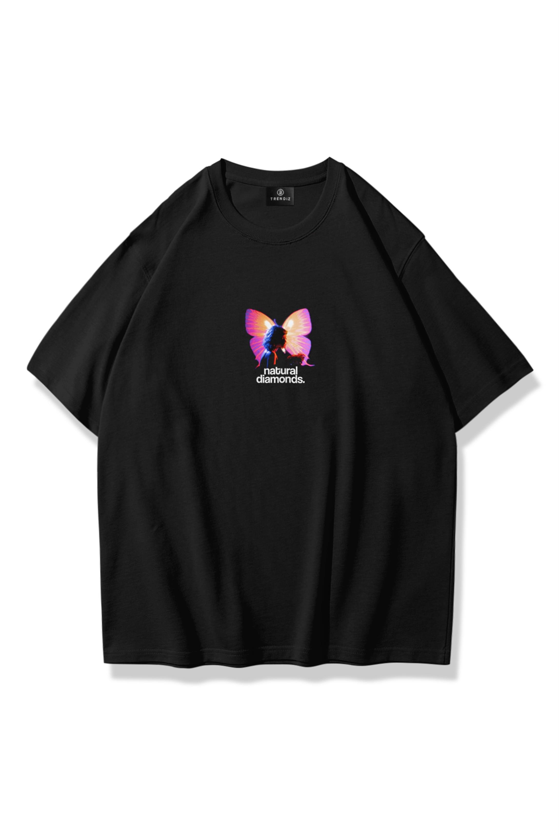 Trendiz Unisex Natural Diamonds Tshirt Siyah