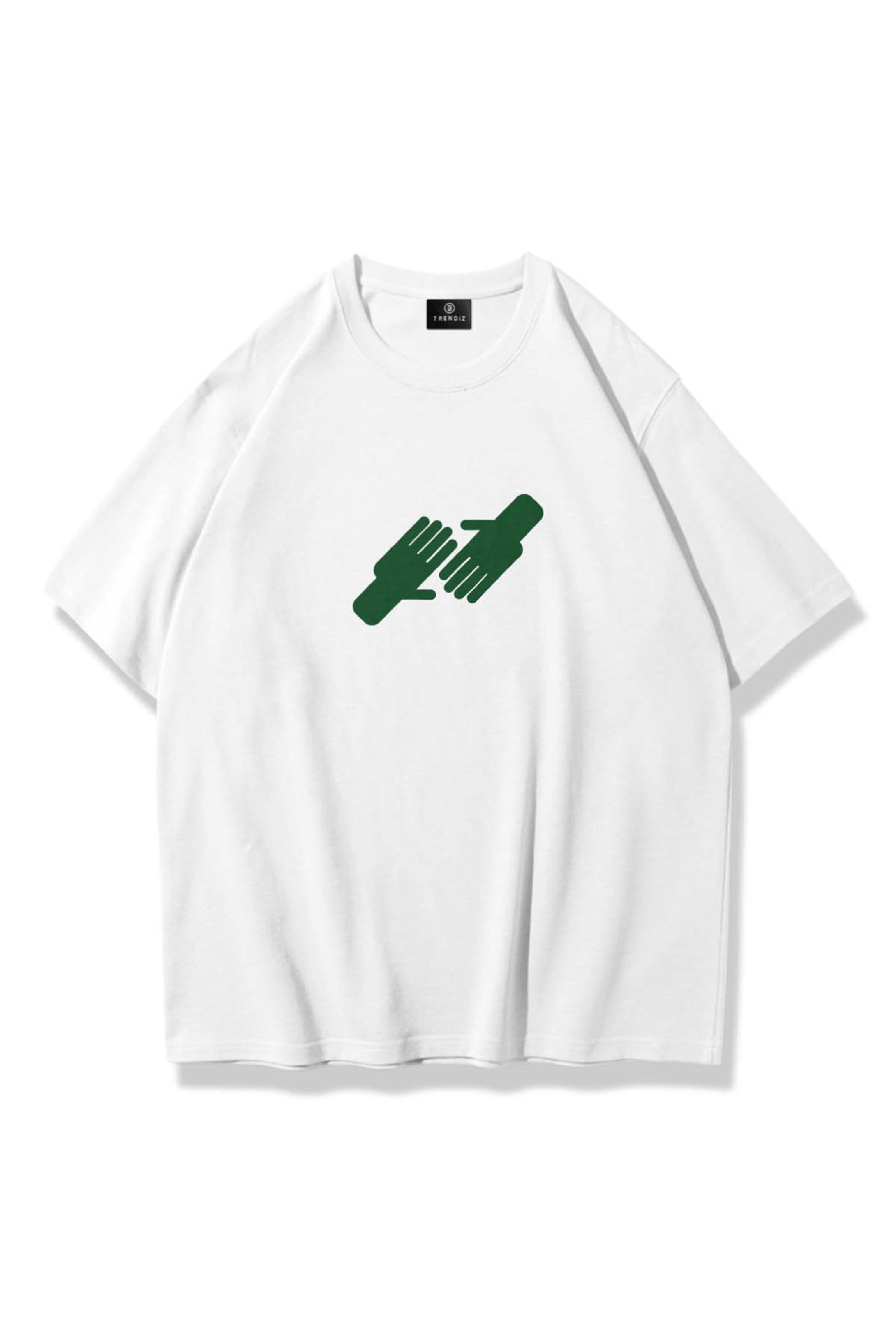 Trendiz Unisex Nice to Meet You Tshirt Beyaz