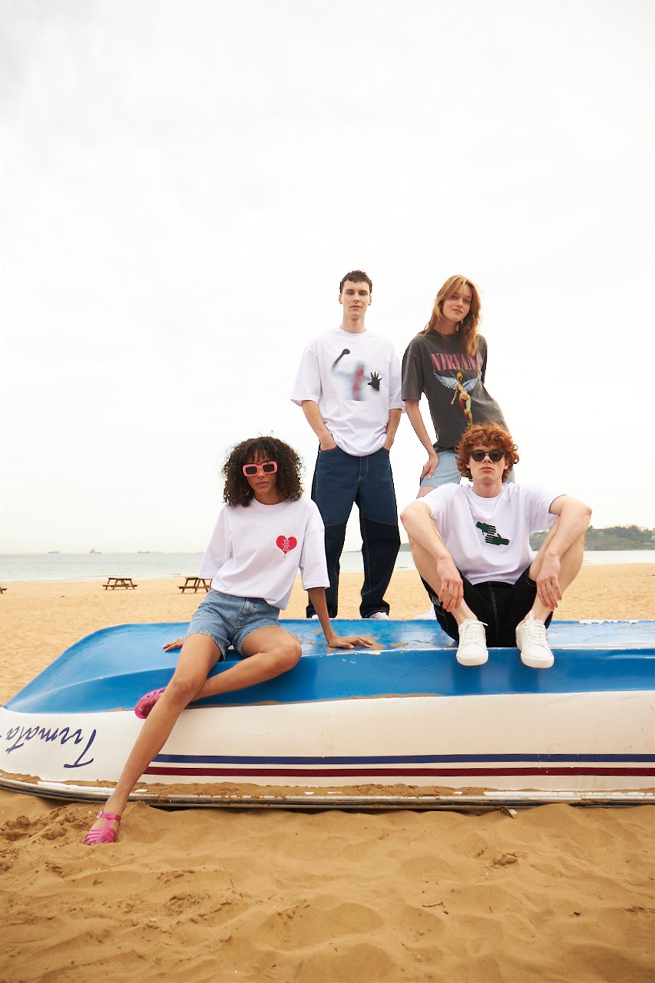 Trendiz Unisex Nice to Meet You Tshirt Beyaz