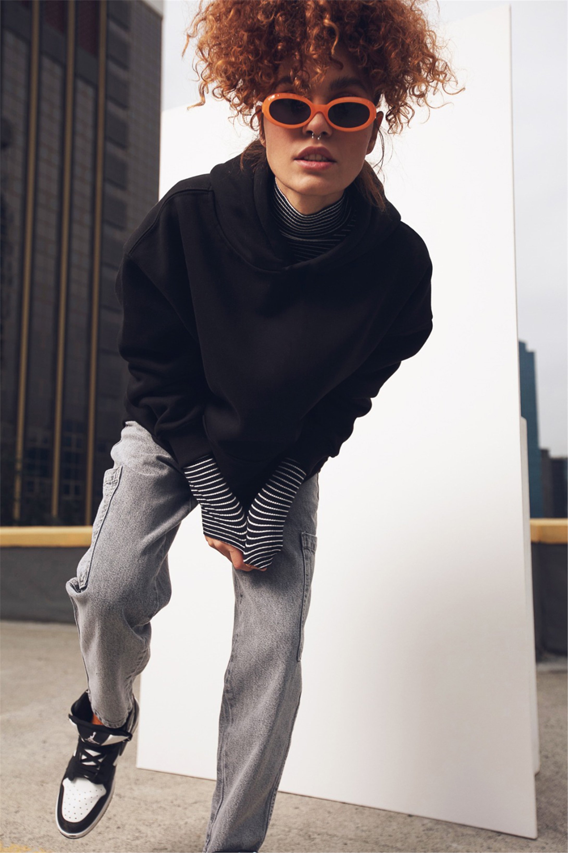 Trendiz Unisex Oversize Basic Sweatshirt Siyah