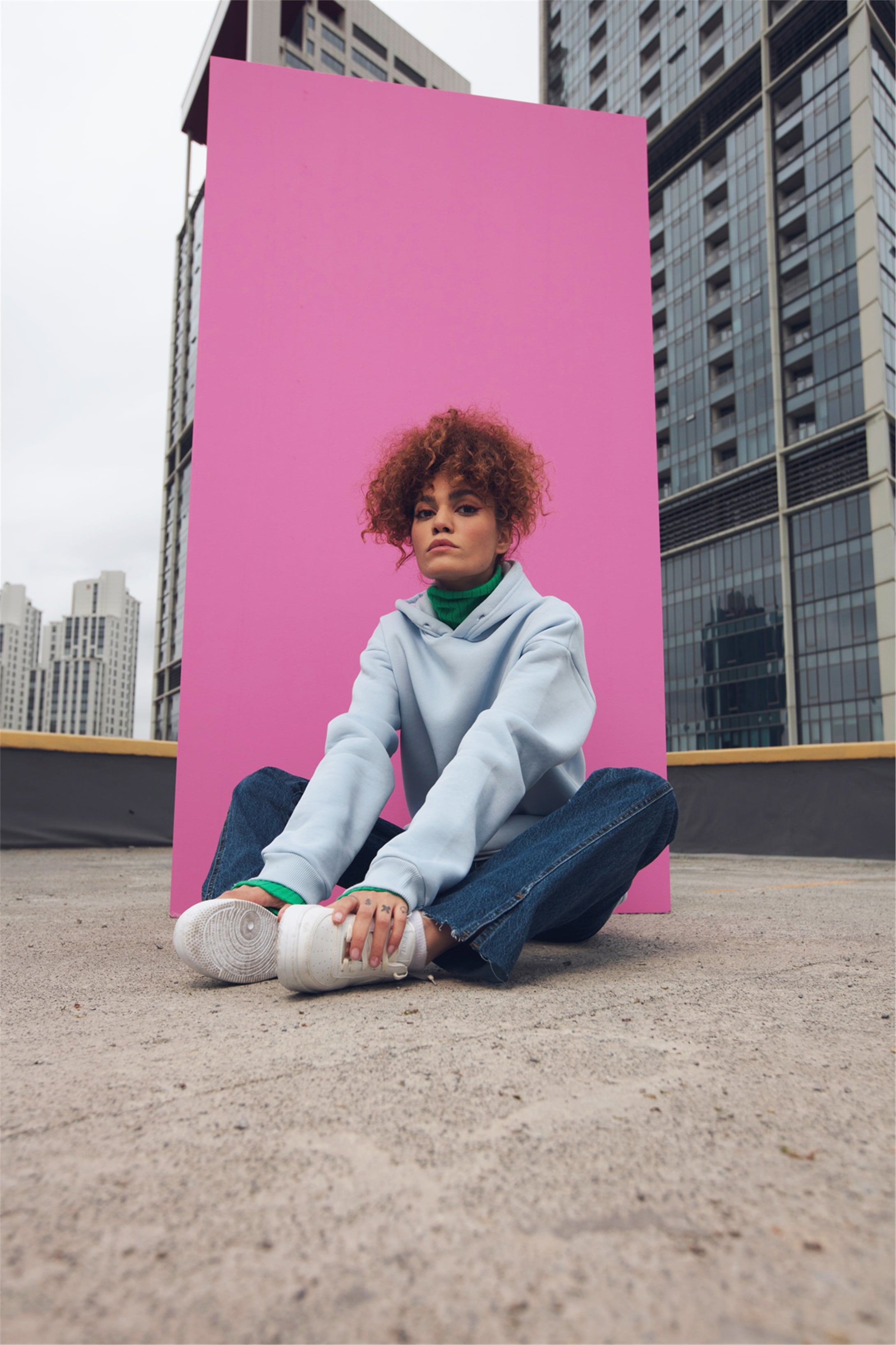 Trendiz Unisex Oversize Basic Sweatshirt Mavi