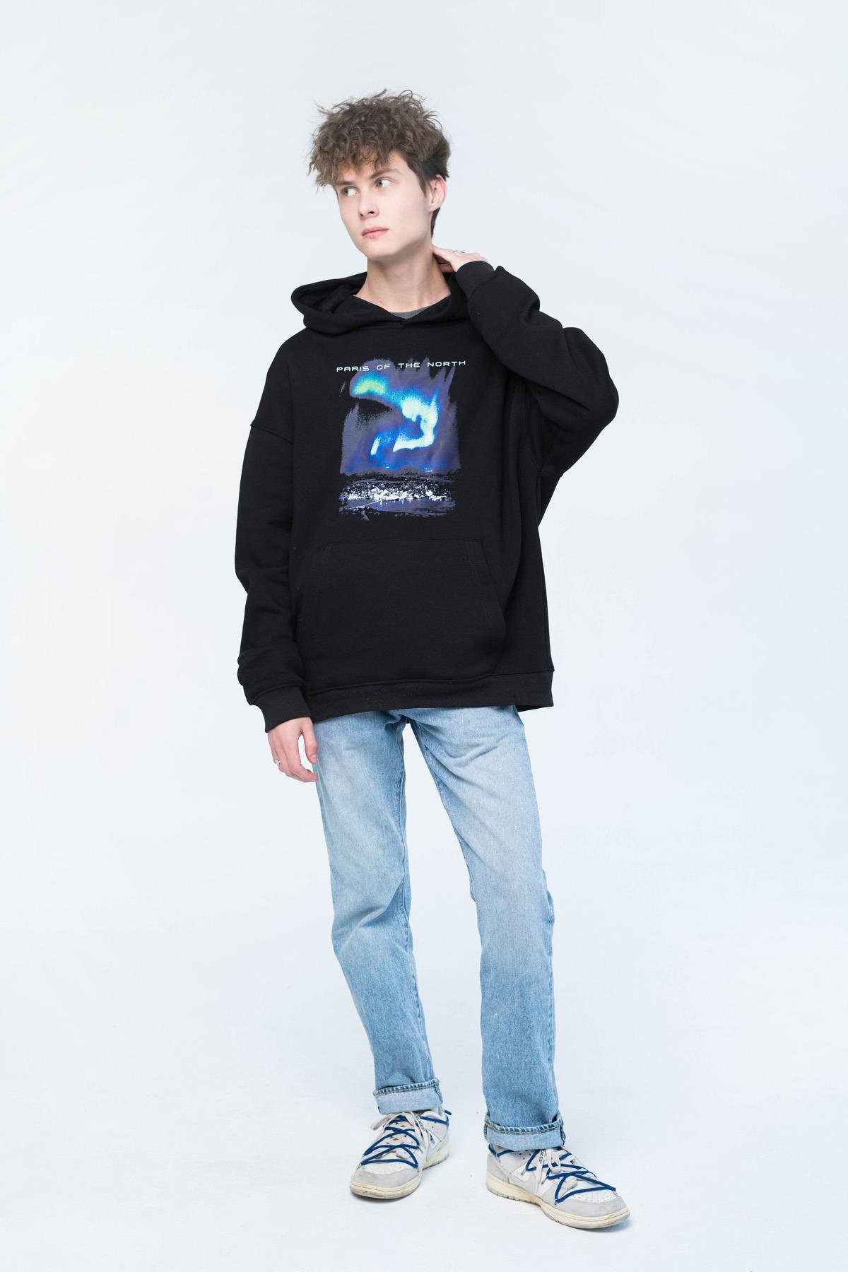 Trendiz Unisex Paris Sweatshirt Hoodie Siyah