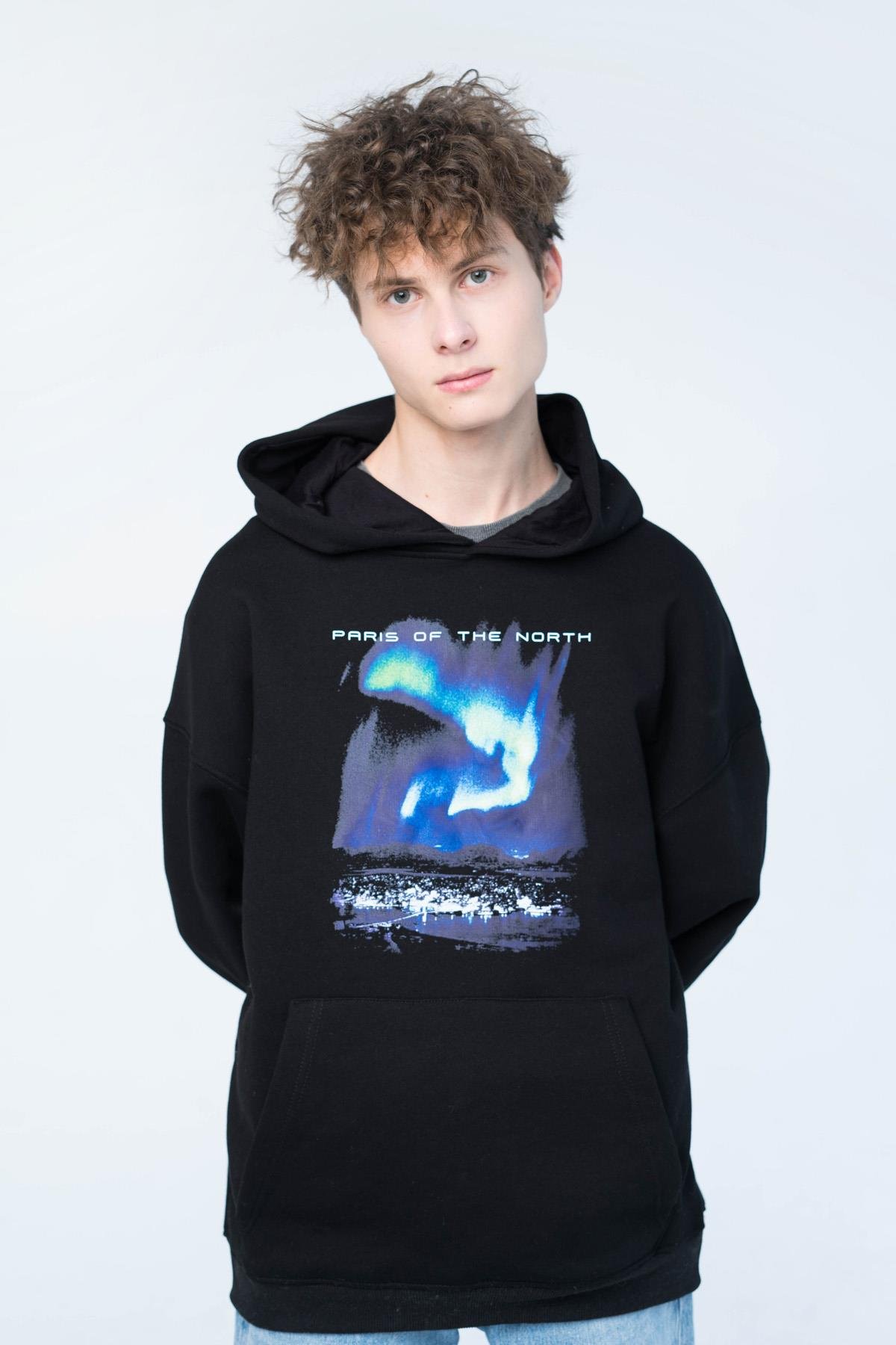 Trendiz Unisex Paris Sweatshirt Hoodie Siyah