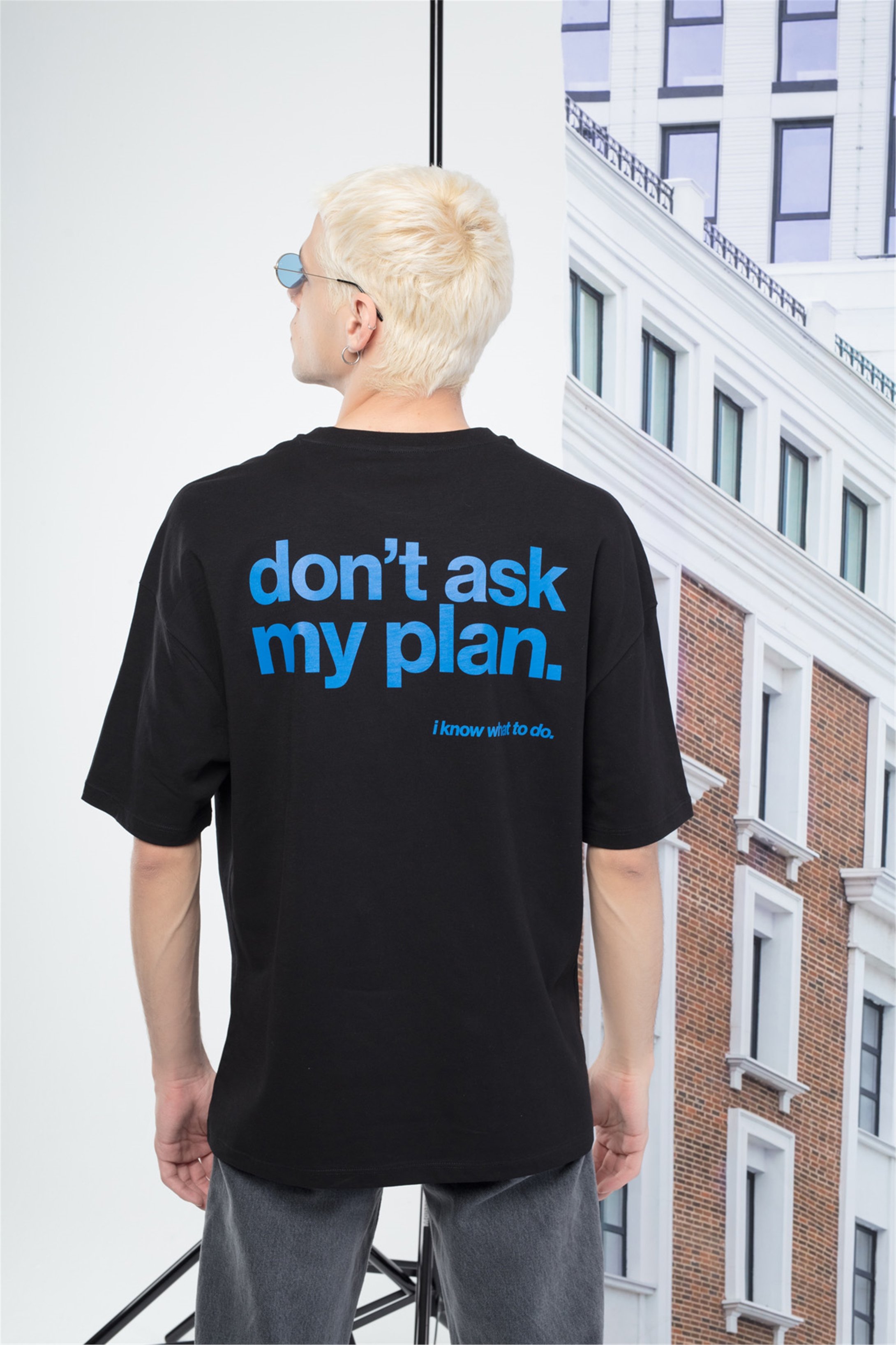 Trendiz Unisex Plan Tshirt Siyah