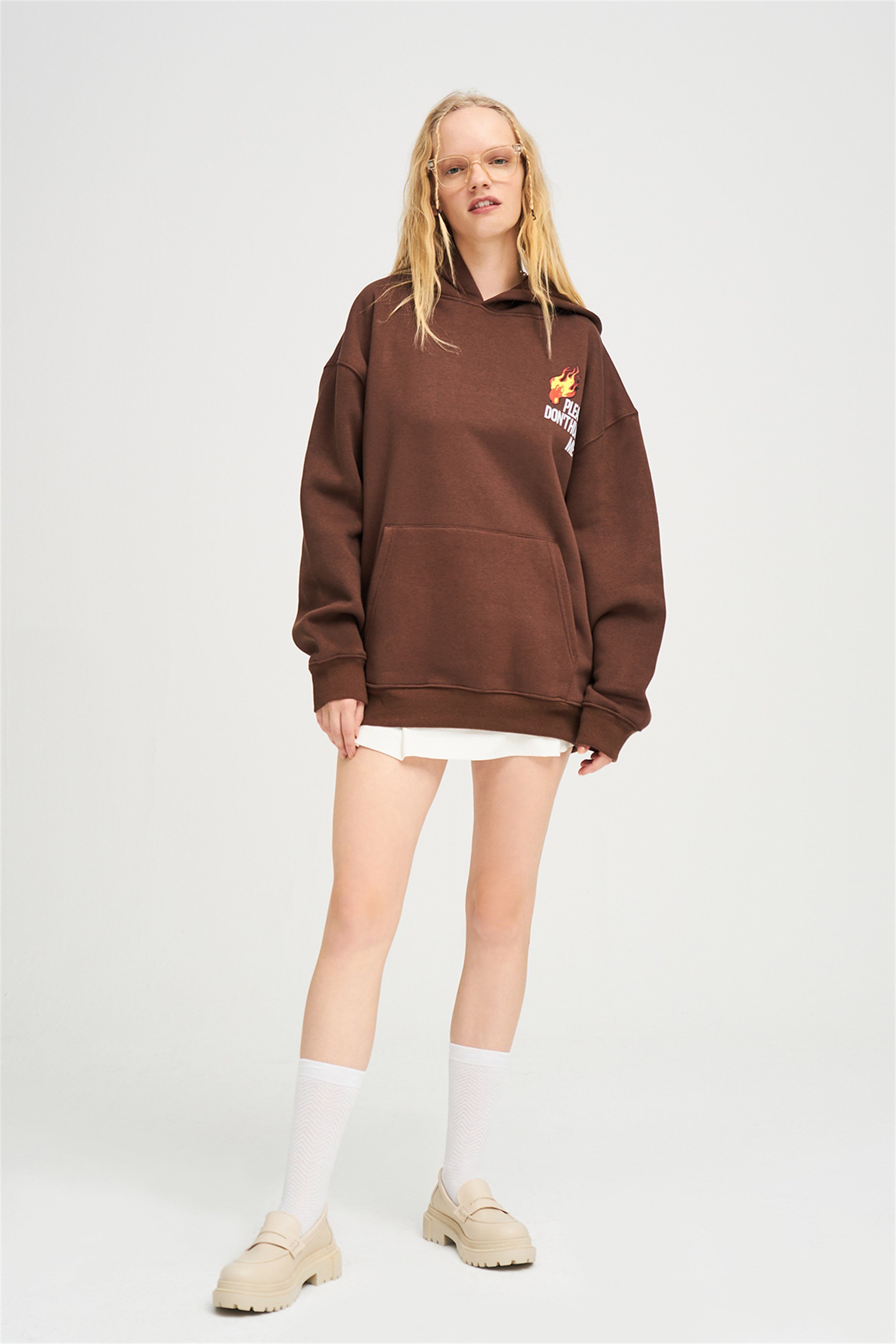 Trendiz Unisex Please Dont Hurt Me Sweatshirt Kahverengi