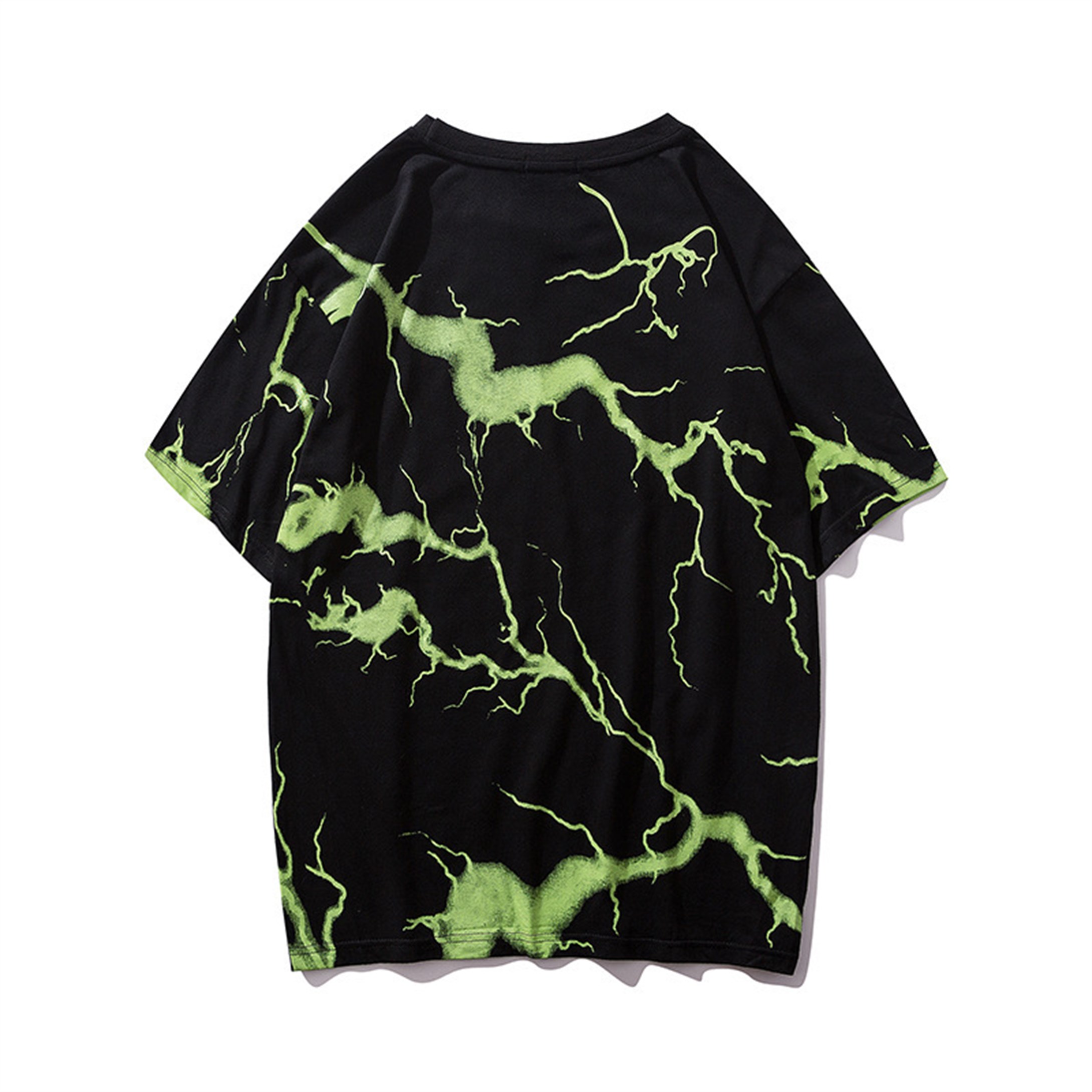 Trendiz Unisex Şimşek Neon Baskılı Tshirt Siyah