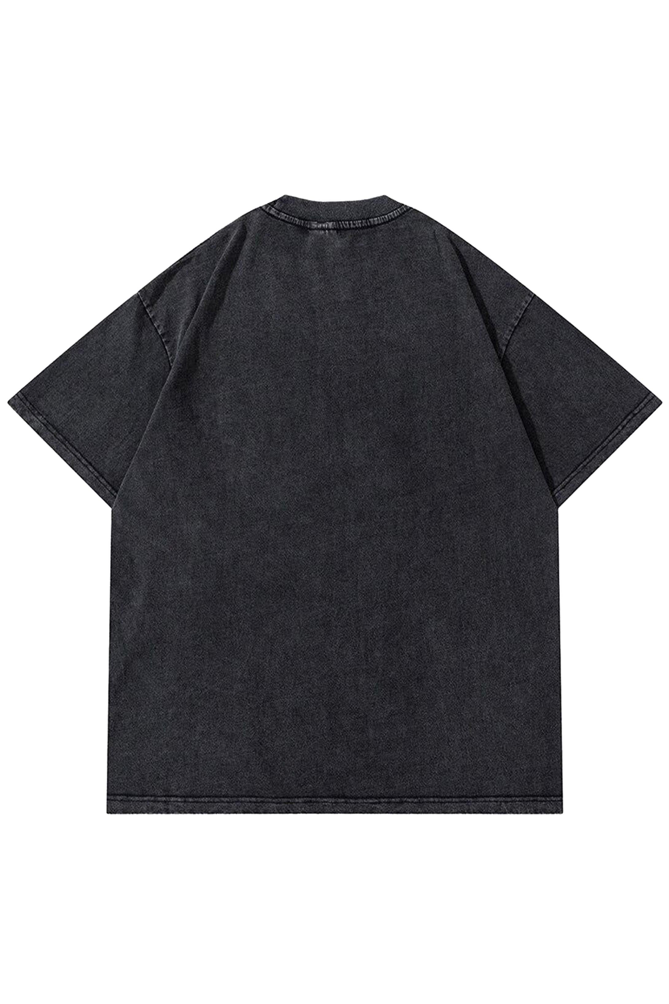 Trendiz Unisex Skull Rapper Yıkamalı Tshirt Antrasit